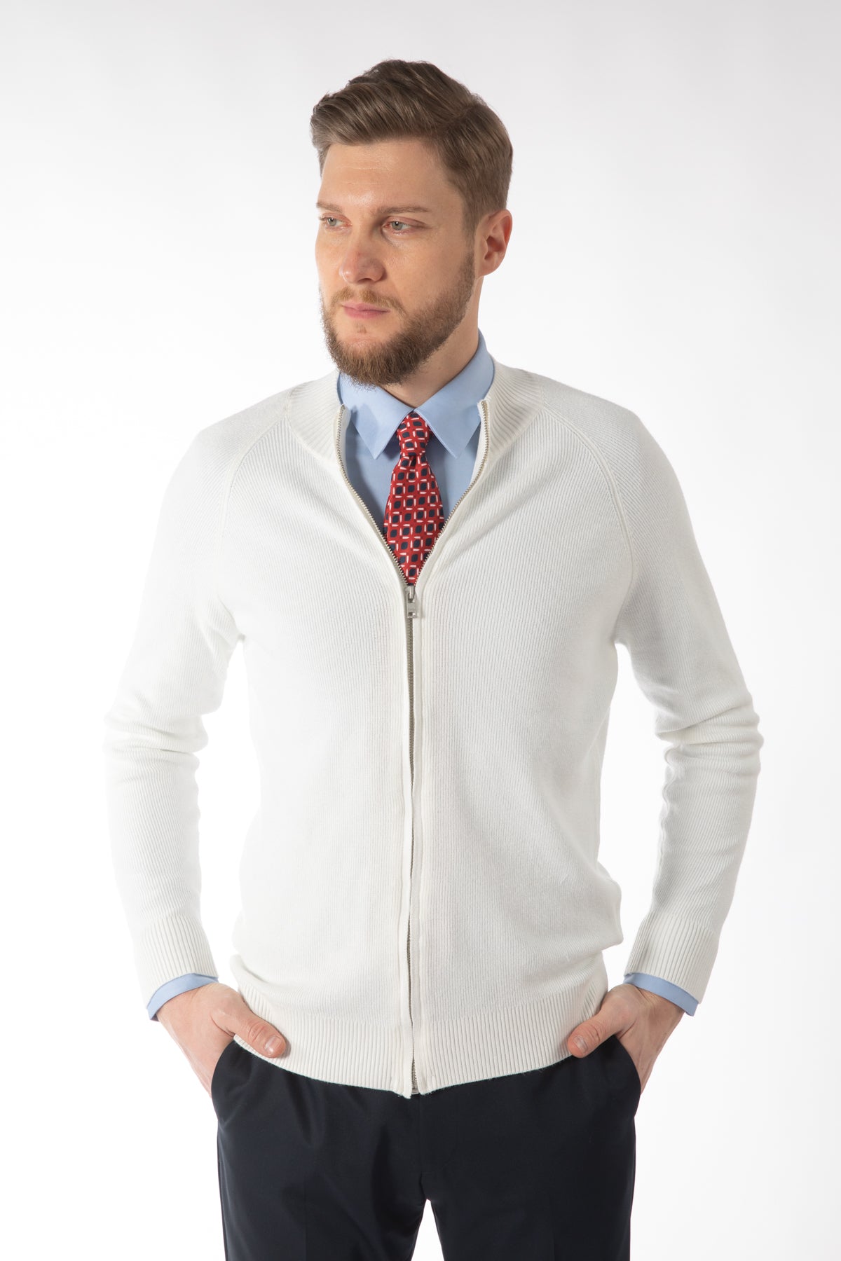 PULOVER SLIM FIT TWN - Ecru