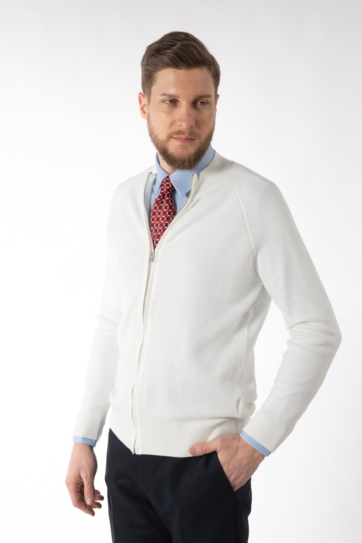 PULOVER SLIM FIT TWN - Ecru
