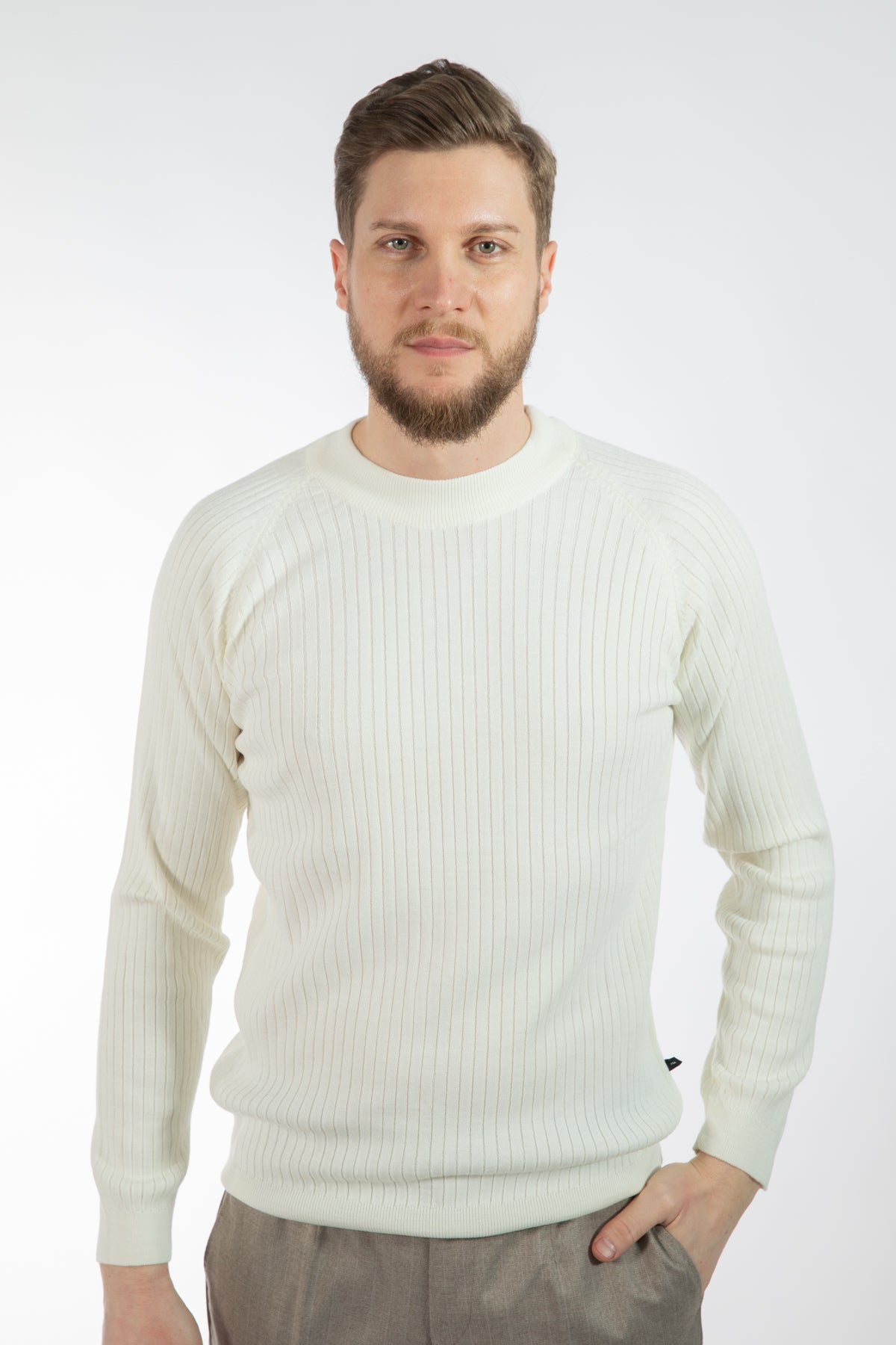 PULOVER SLIM FIT TWN - Ecru