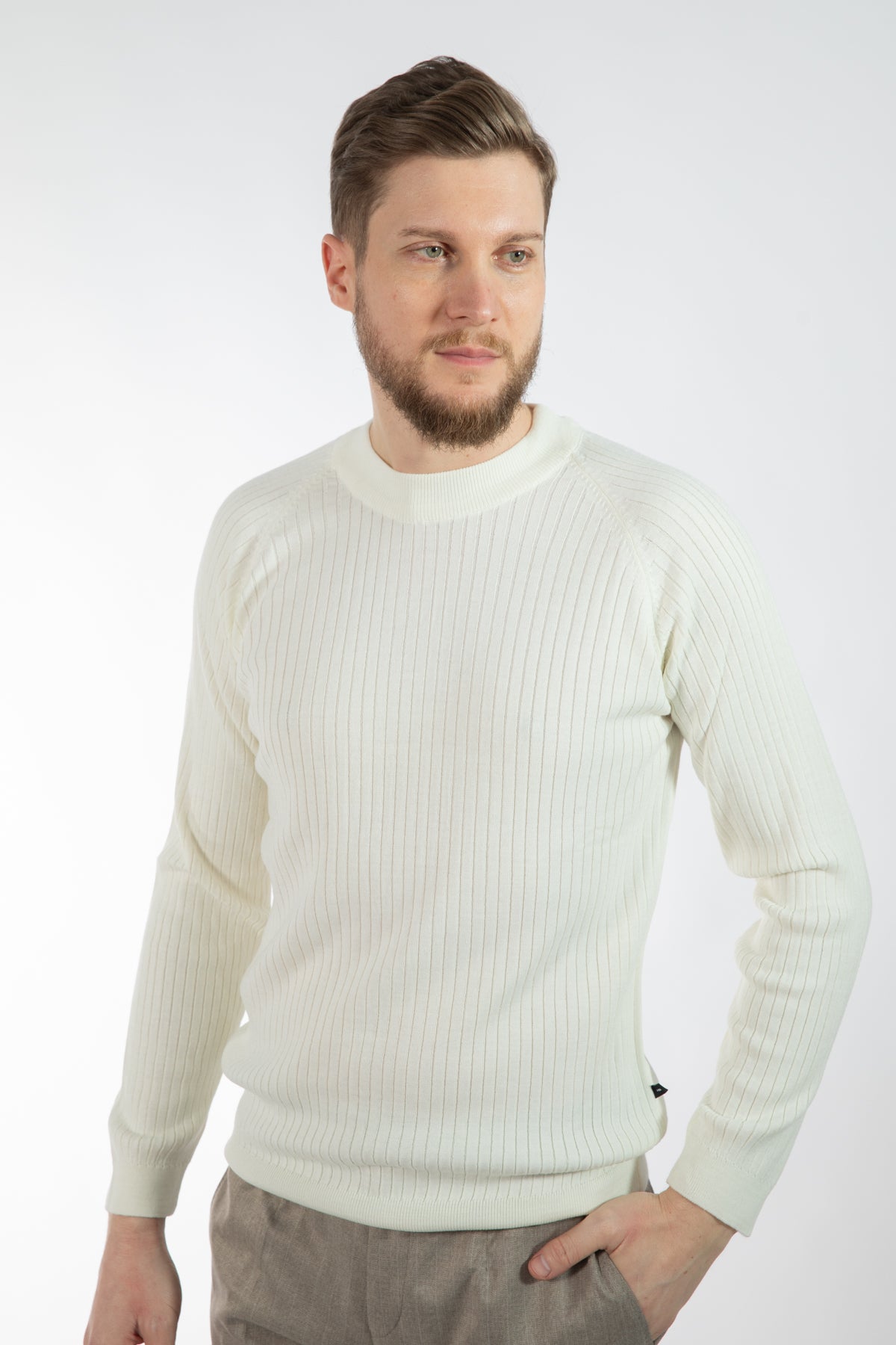 PULOVER SLIM FIT TWN - Ecru