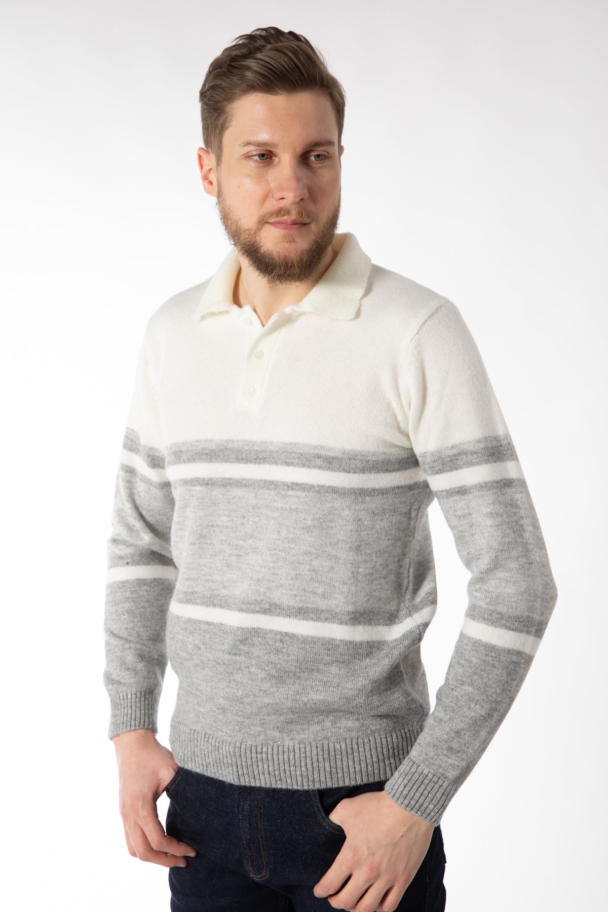 PULOVER SLIM FIT TWN - Ecru