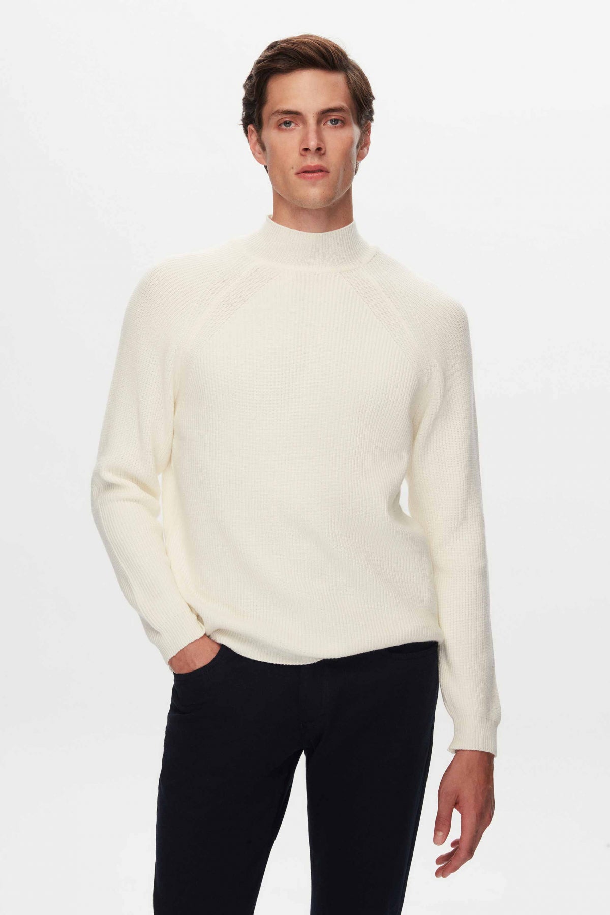 PULOVER SLIM FIT TWN - Ecru