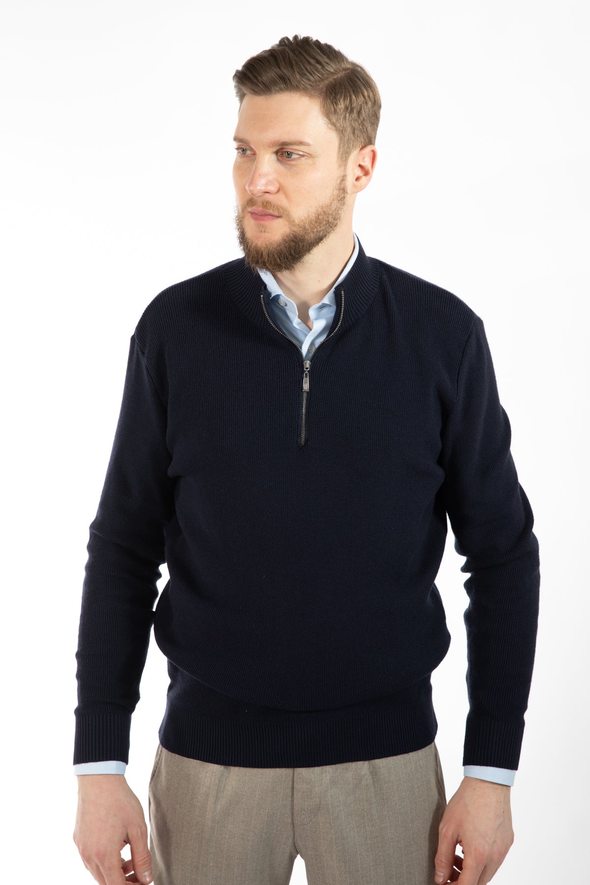 PULOVER SLIM FIT TWN - Bleumarin