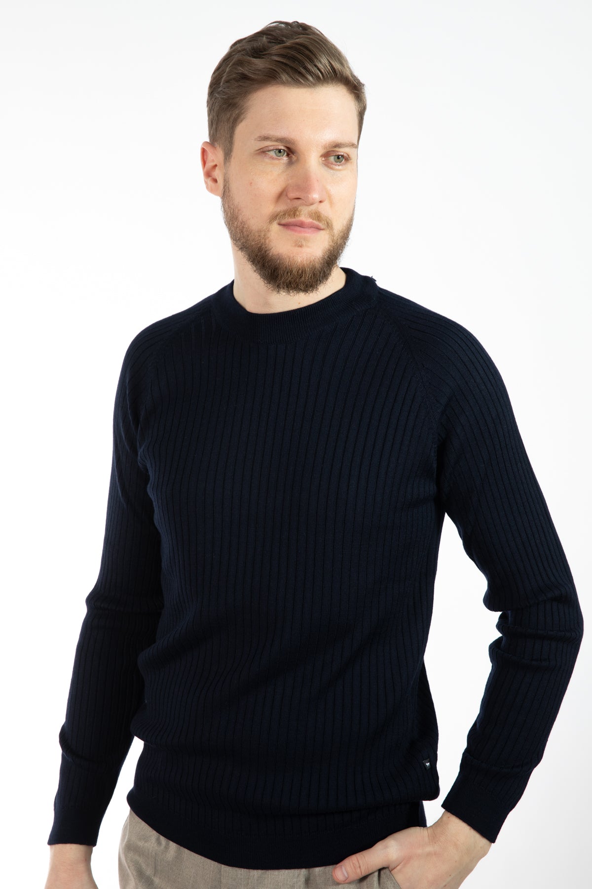 PULOVER SLIM FIT TWN - Bleumarin