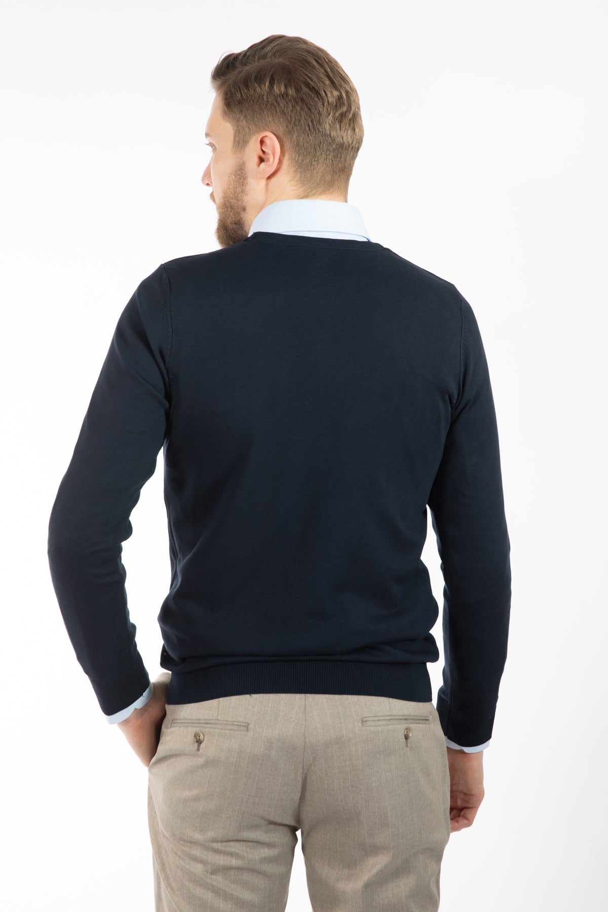 PULOVER SLIM FIT TWN - Bleumarin
