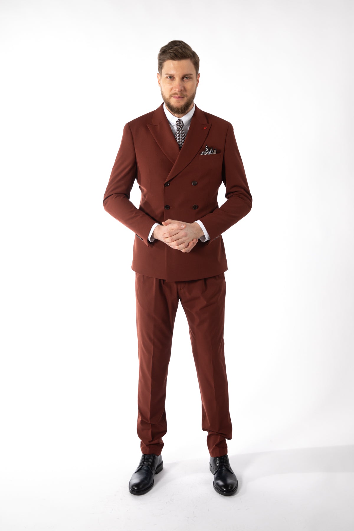 COSTUM SLIM FIT TWN - Cărămiziu