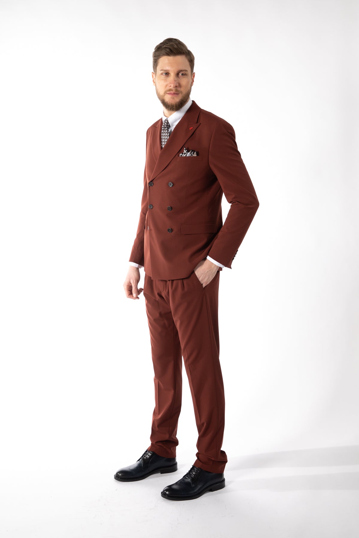 COSTUM SLIM FIT TWN - Cărămiziu