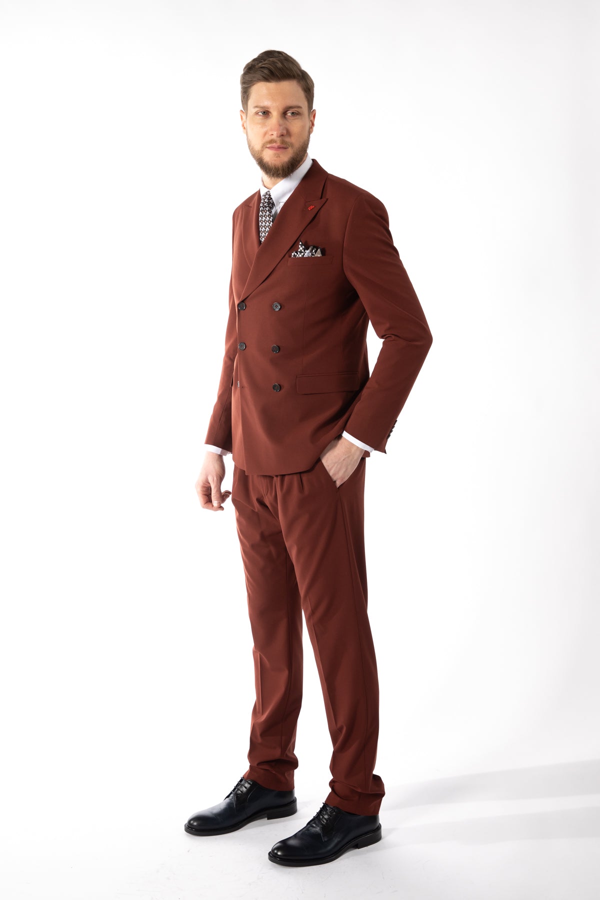 COSTUM SLIM FIT TWN - Cărămiziu