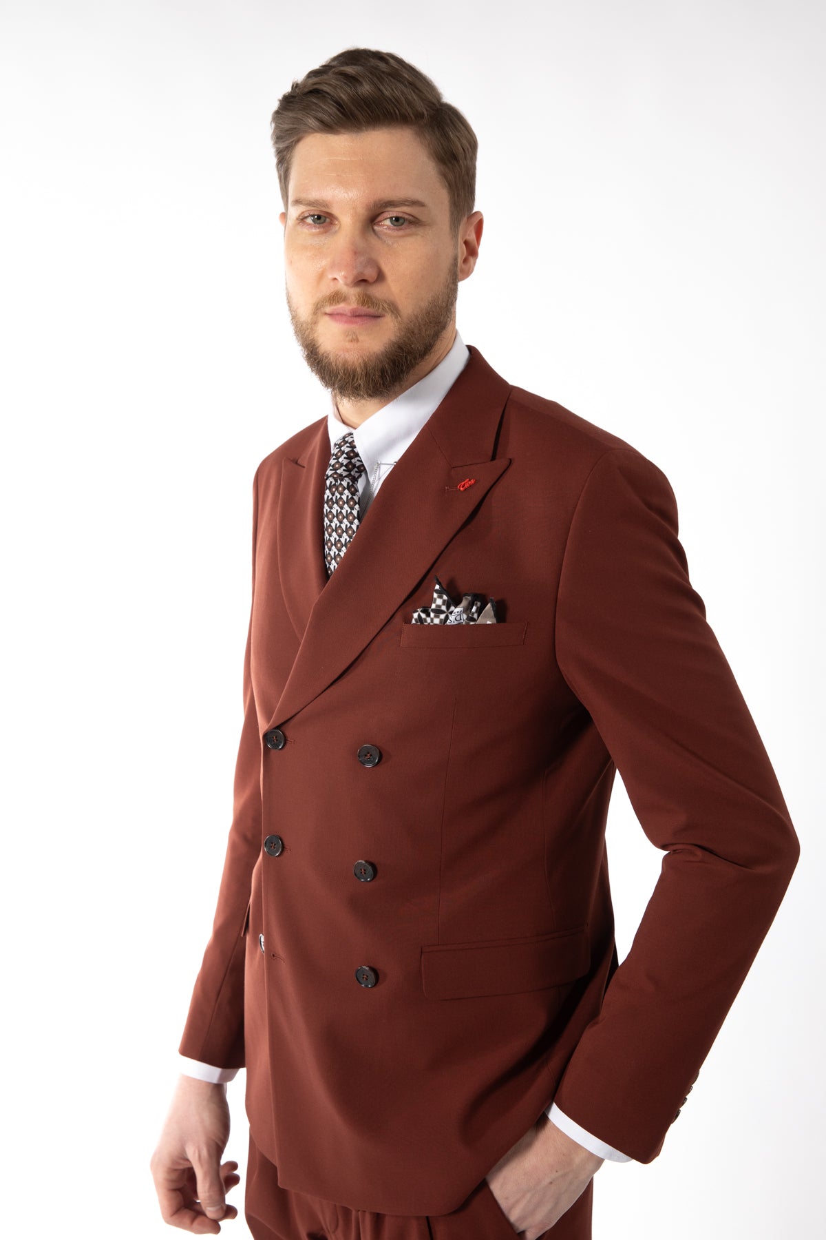 COSTUM SLIM FIT TWN - Alb Călduț