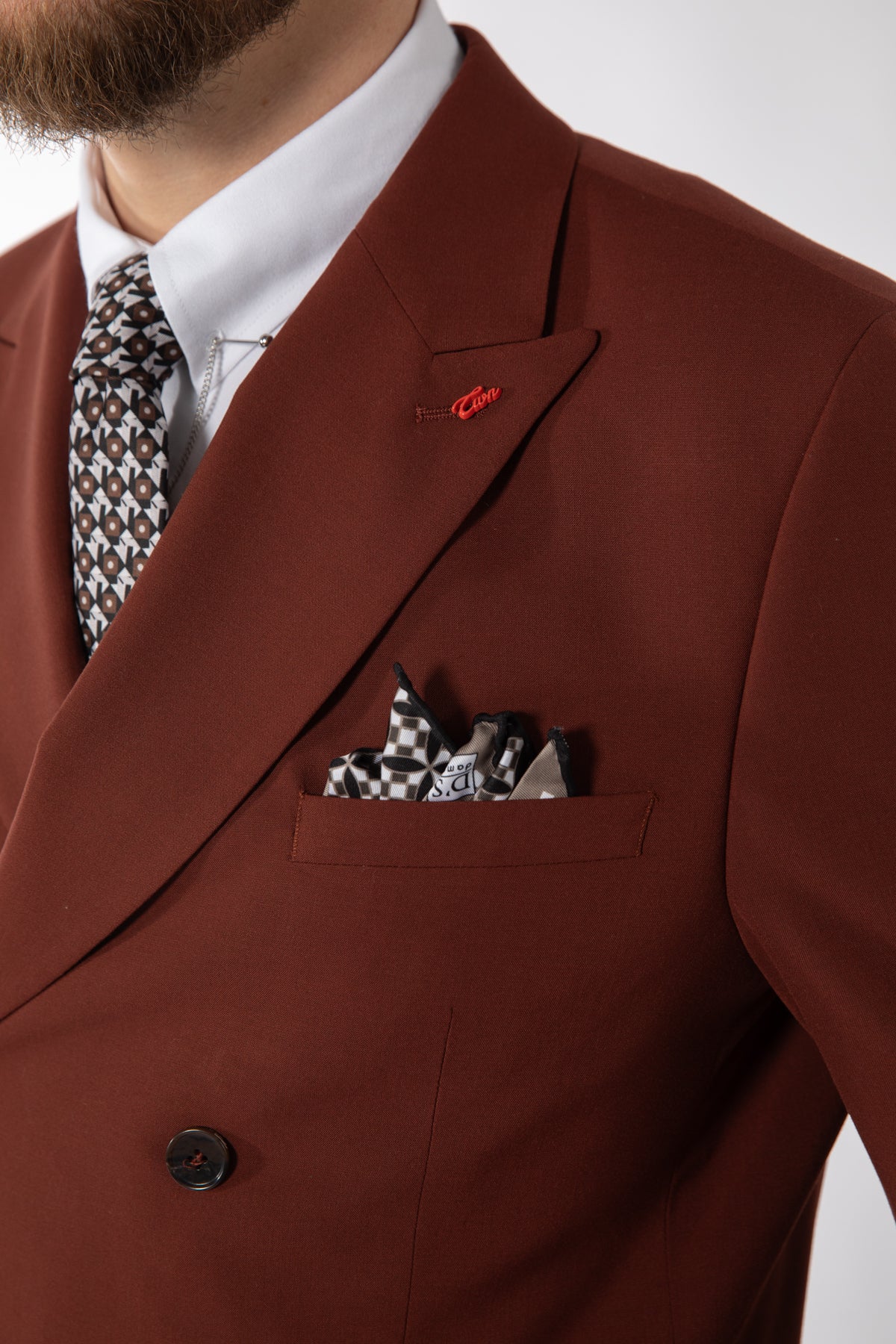 COSTUM SLIM FIT TWN - Cărămiziu