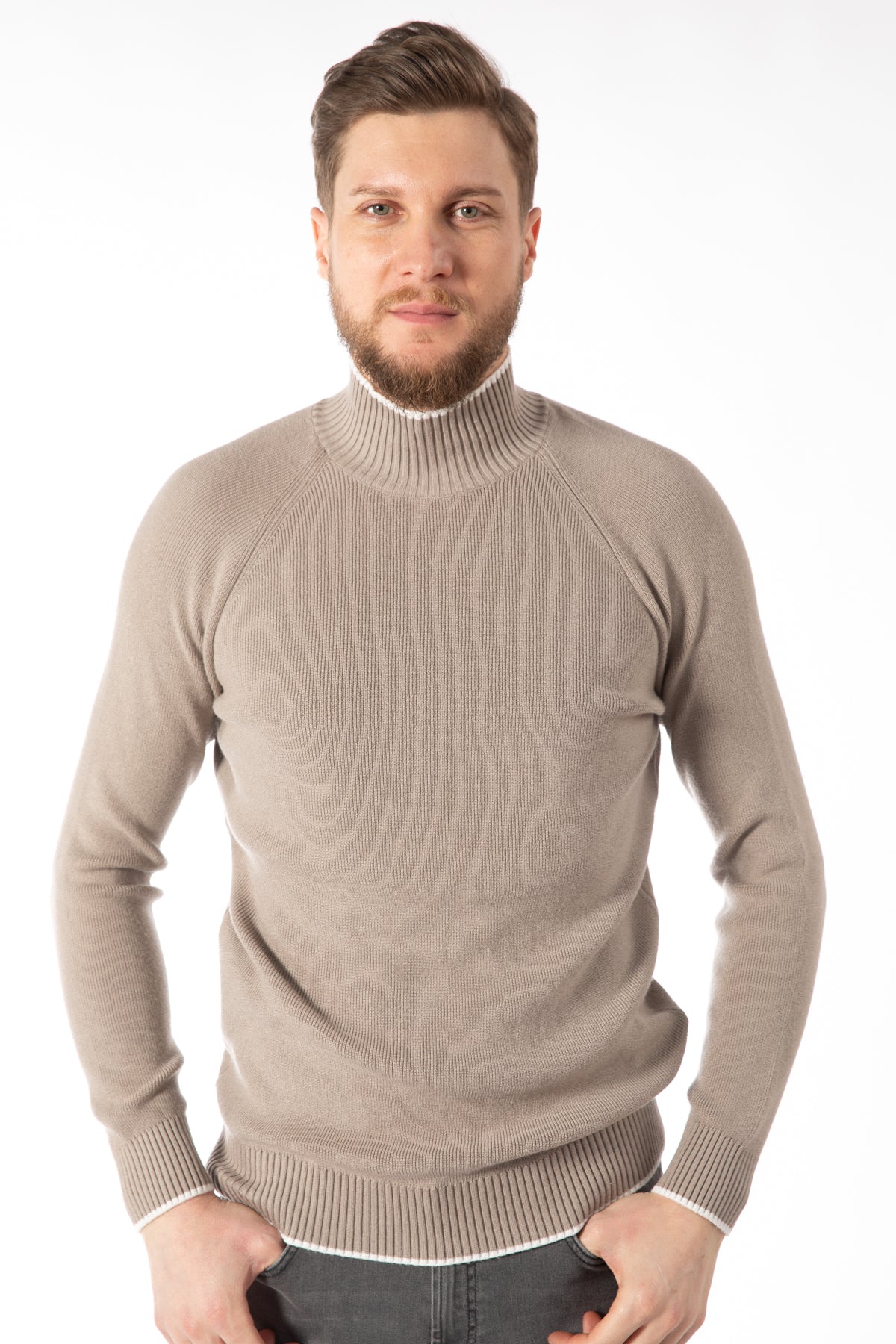 PULOVER SLIM FIT TWN - Taupe