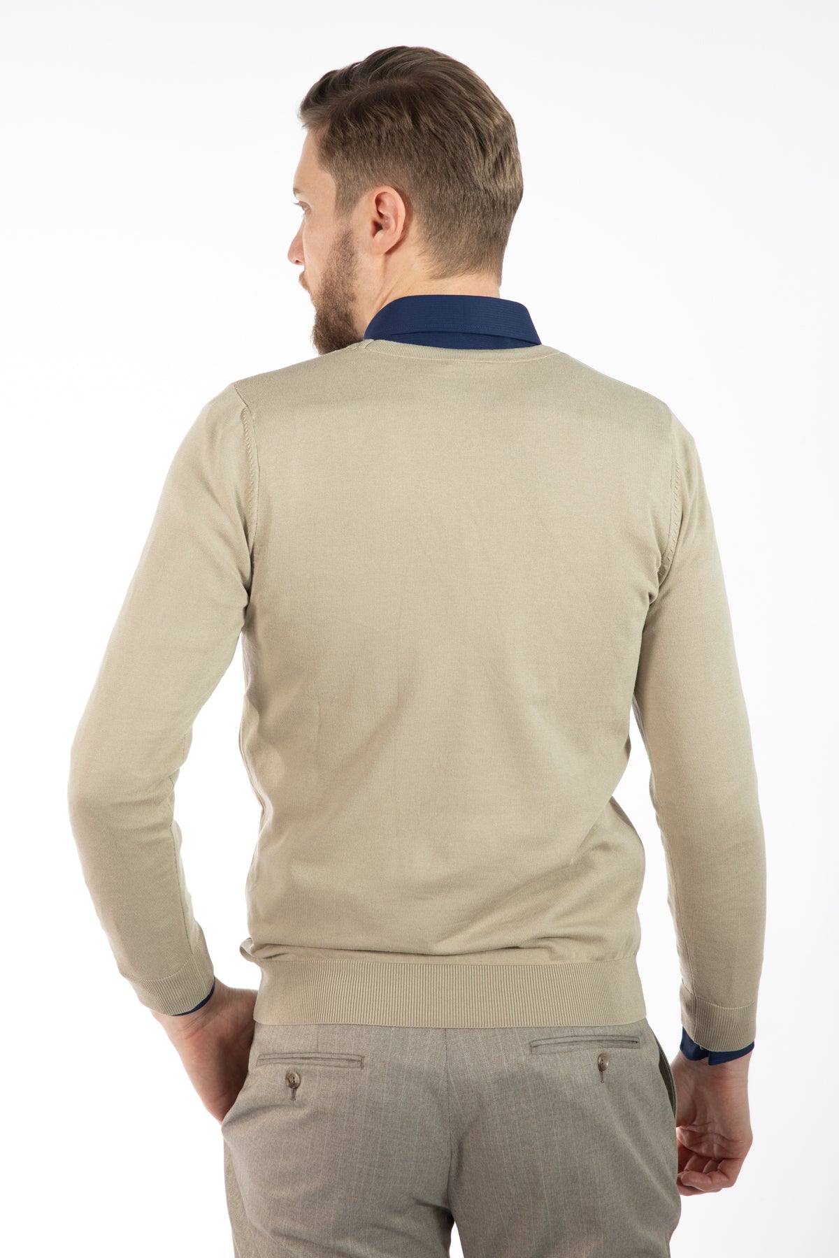 PULOVER SLIM FIT TWN - Taupe