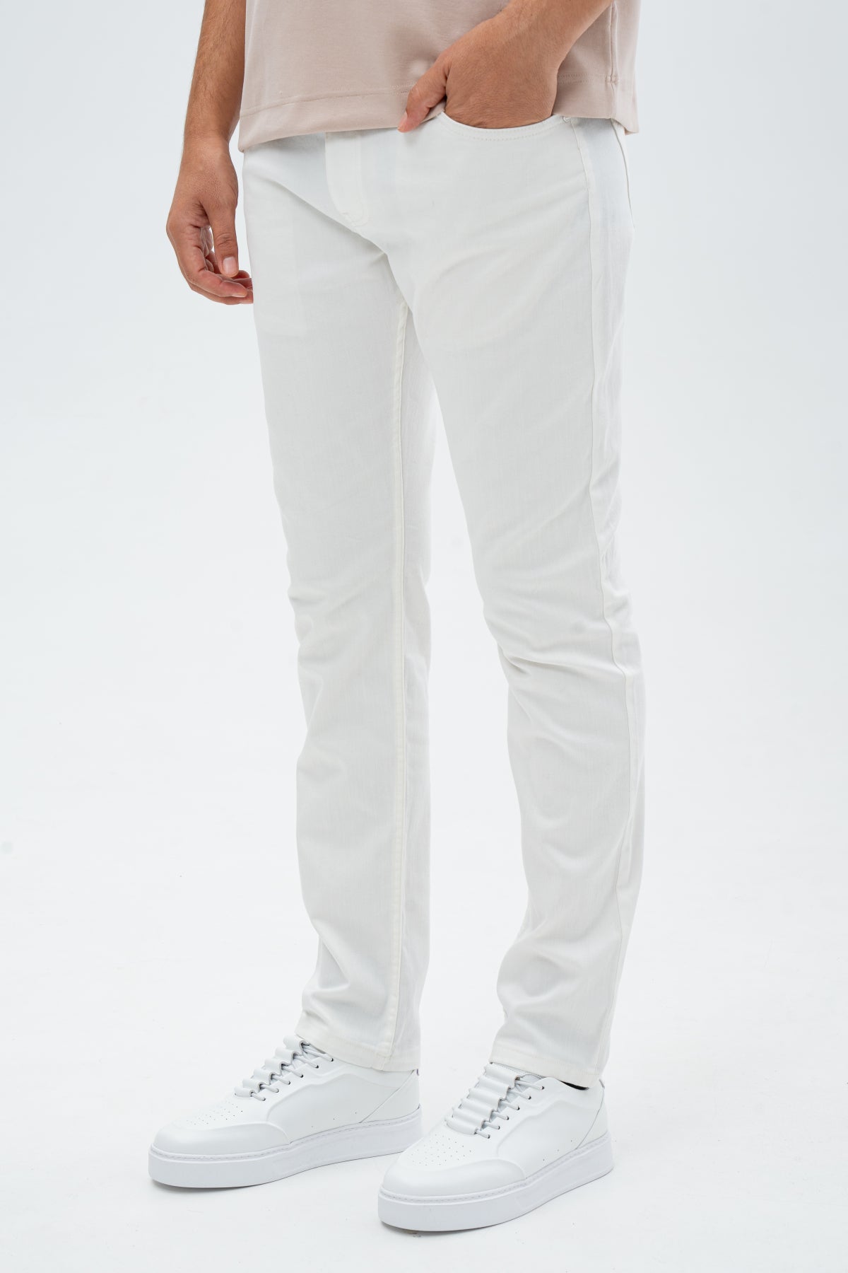 PANTALONI CASUAL SLIM FIT D'S DAMAT  - Ecru