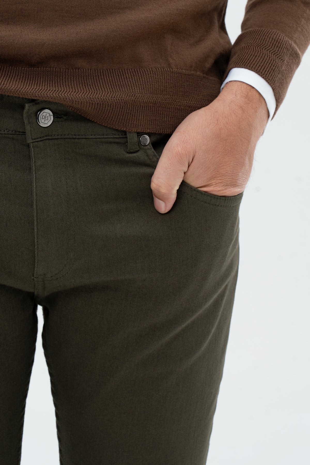 PANTALONI CASUAL SLIM FIT D'S DAMAT  - Kaki