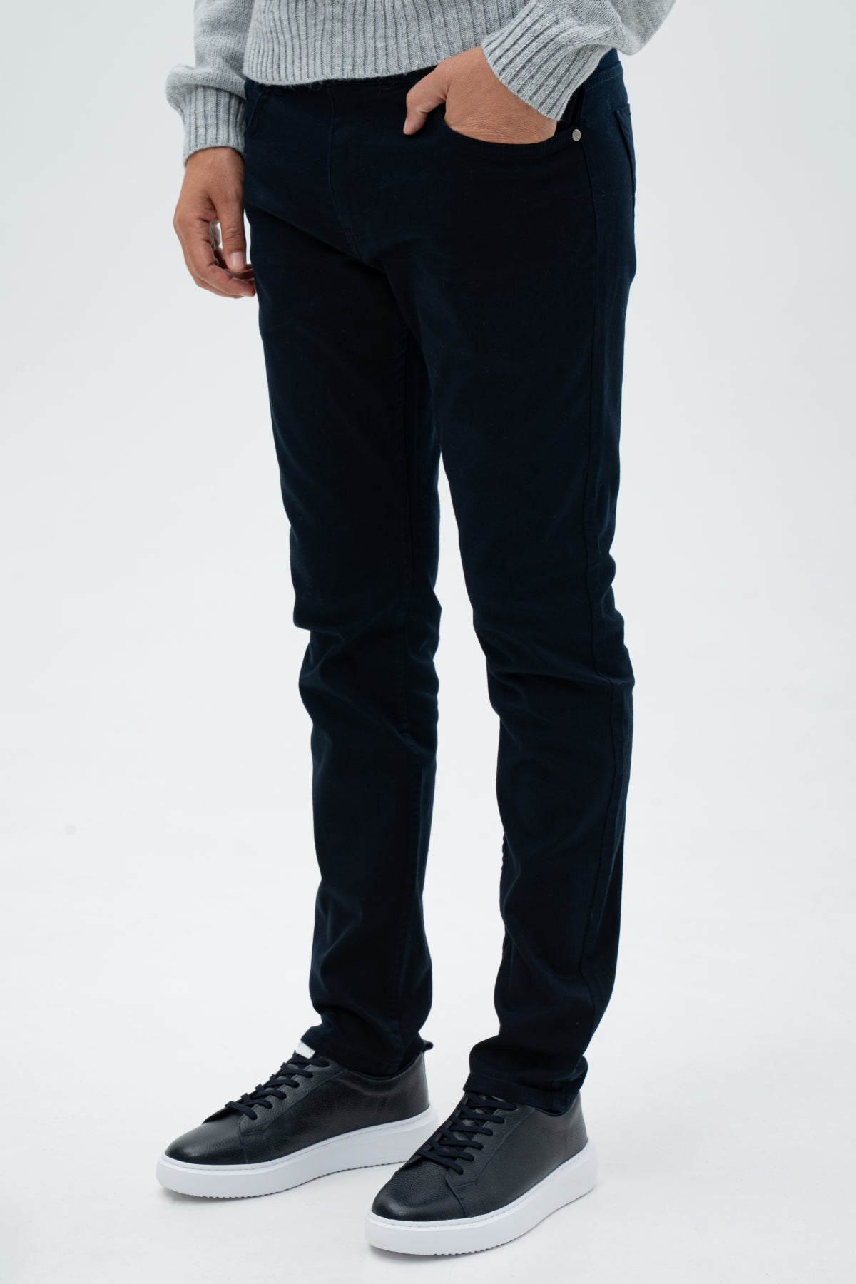 PANTALONI CASUAL SLIM FIT D'S DAMAT  - Bleumarin