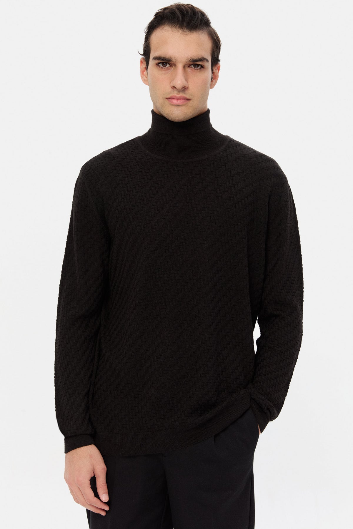 PULOVER REGULAR FIT D'S DAMAT  - Negru