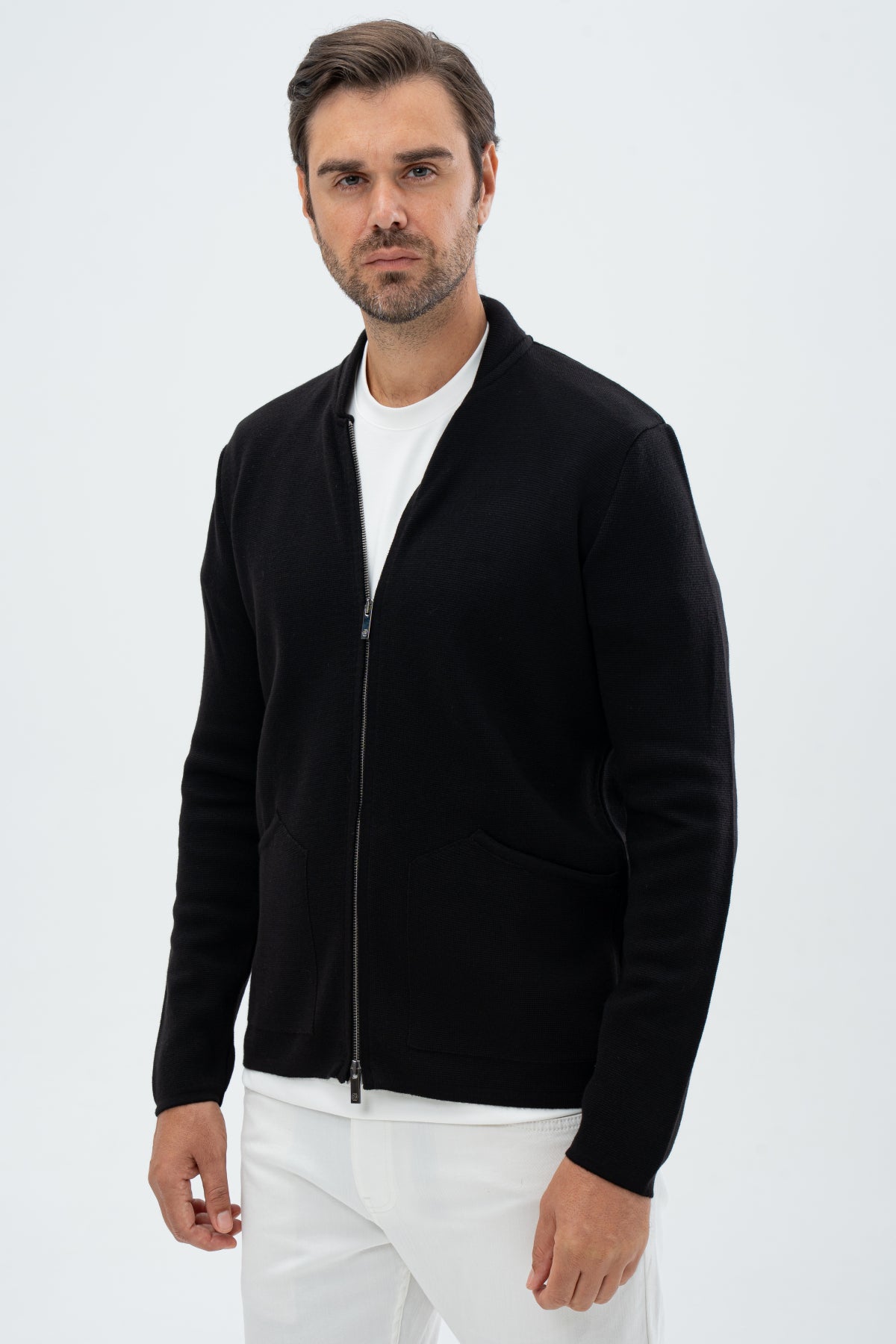 CARDIGAN REGULAR FIT D'S DAMAT   - Negru