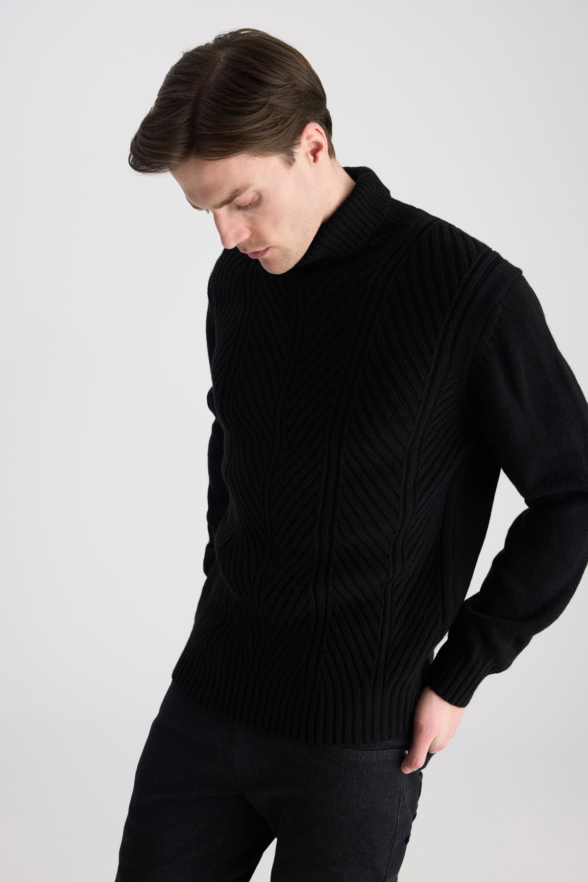 PULOVER REGULAR FIT D'S DAMAT   - Negru