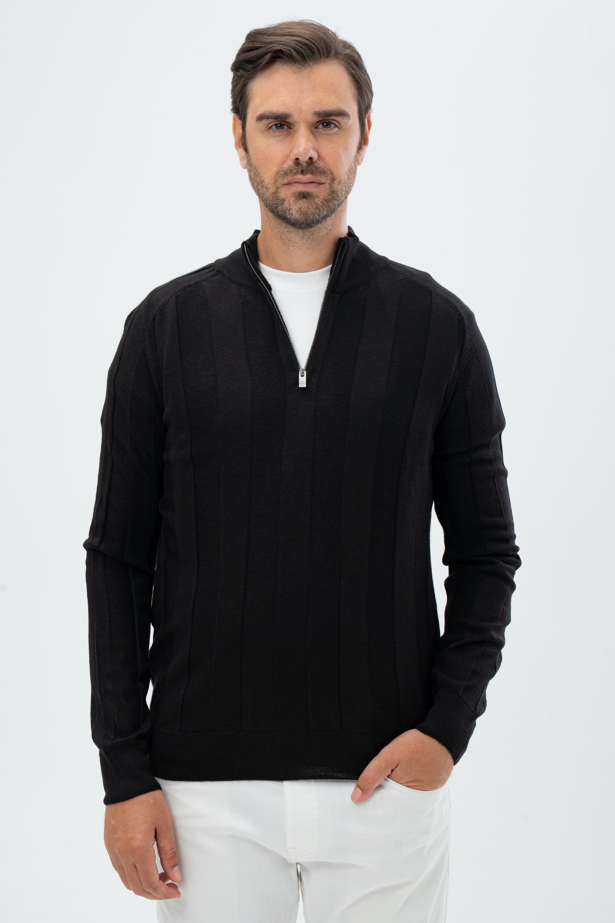 PULOVER REGULAR FIT D'S DAMAT   - Negru