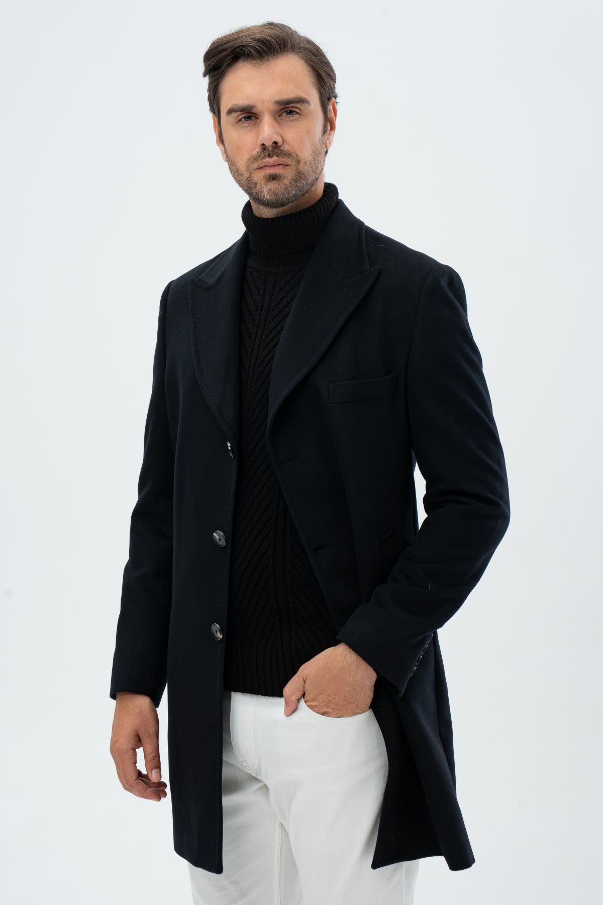 PALTON REGULAR FIT D'S DAMAT   - Negru