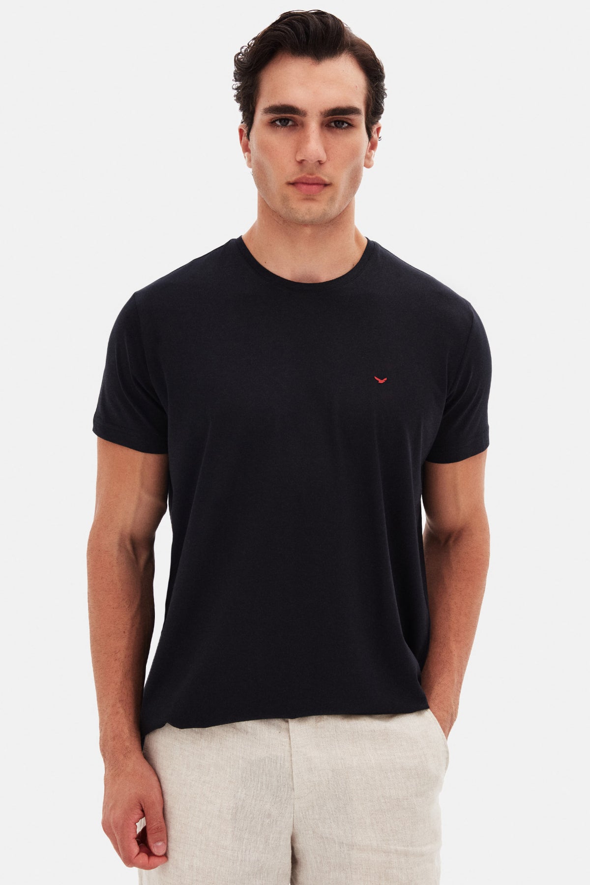 TRICOU SLIM FIT D'S DAMAT  - Negru