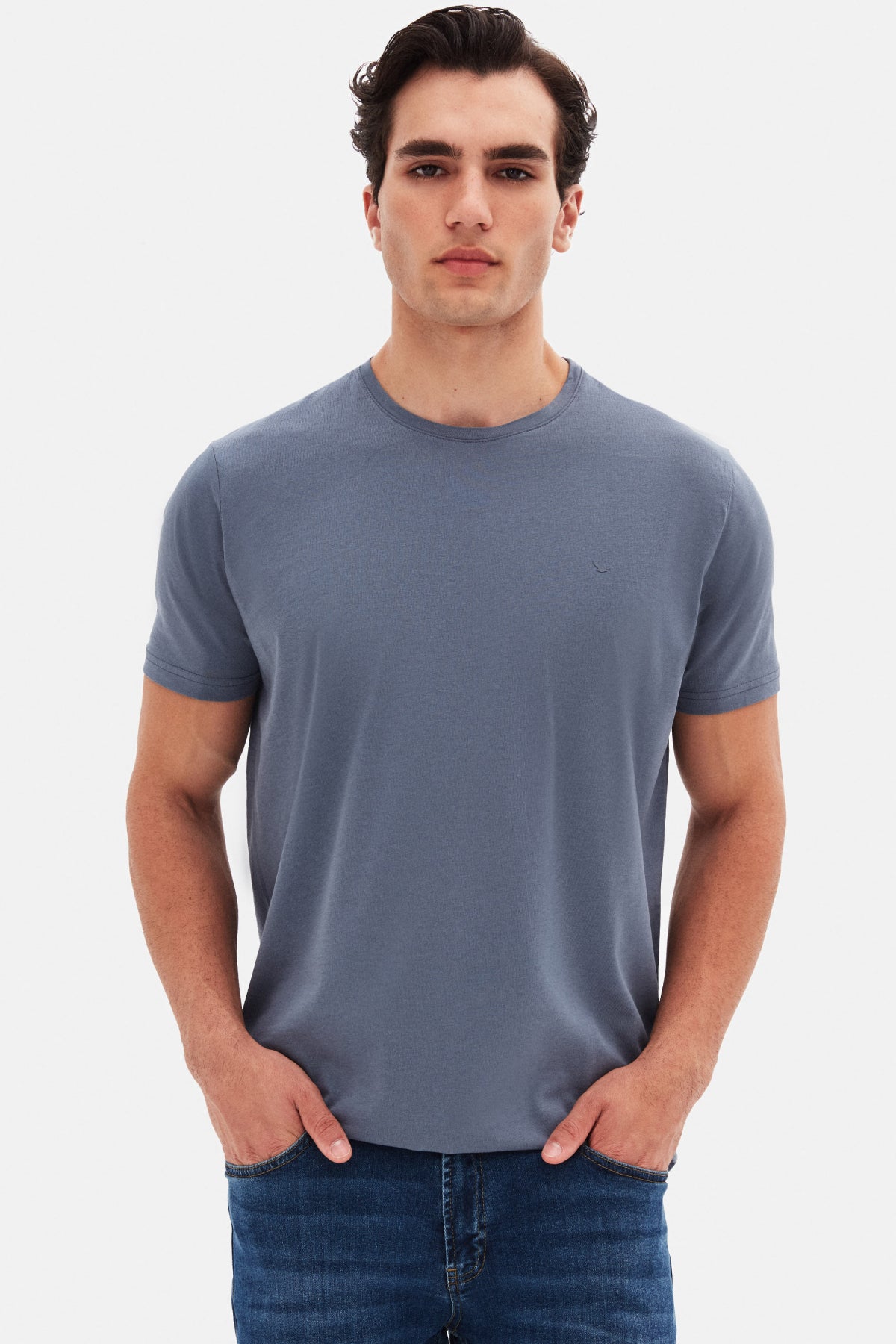 TRICOU SLIM FIT D'S DAMAT  - Gri Petrol
