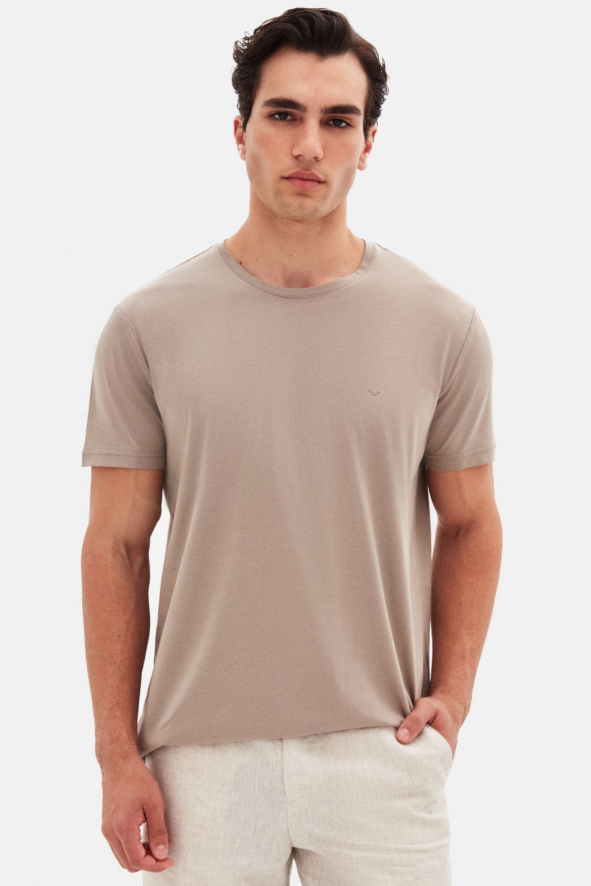 TRICOU SLIM FIT D'S DAMAT  - Bej