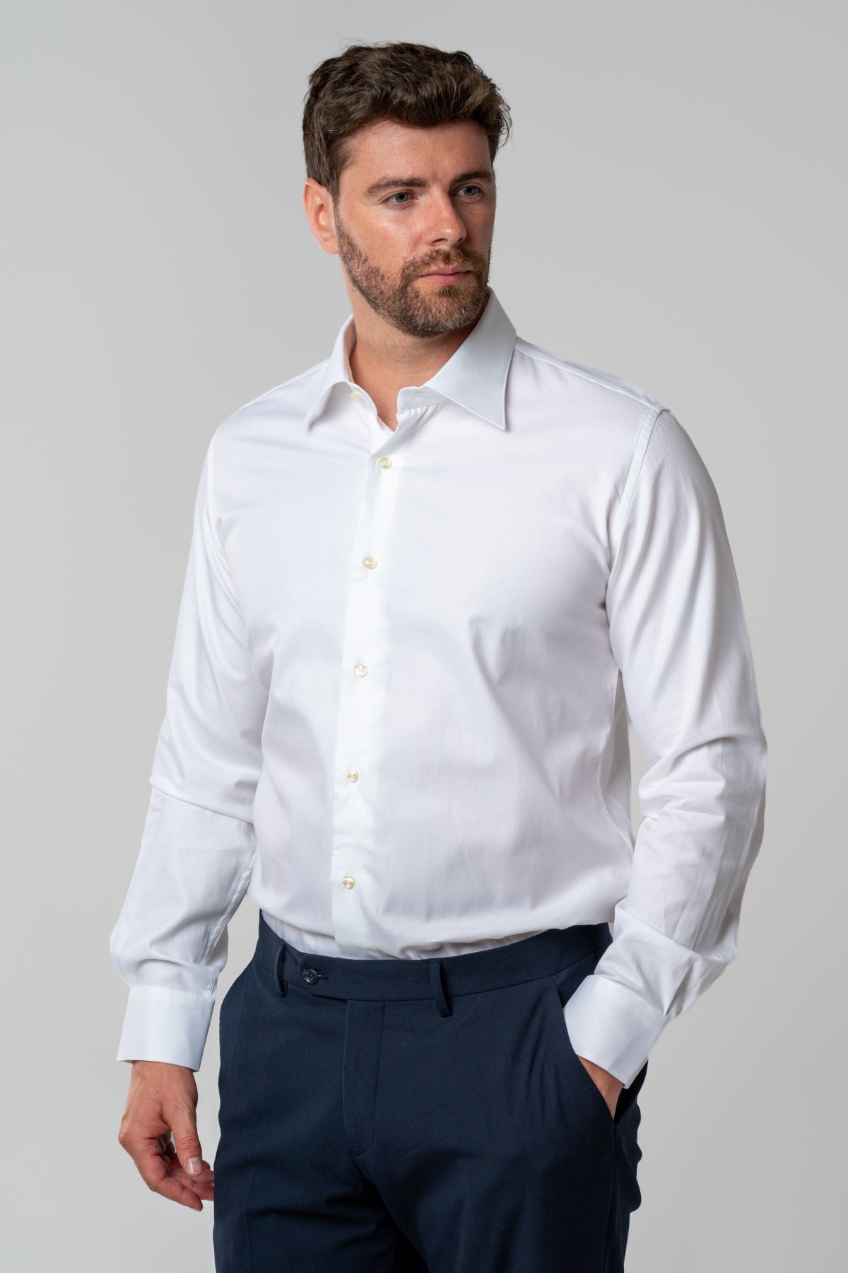 CAMASA SLIM FIT D'S DAMAT  - Alb
