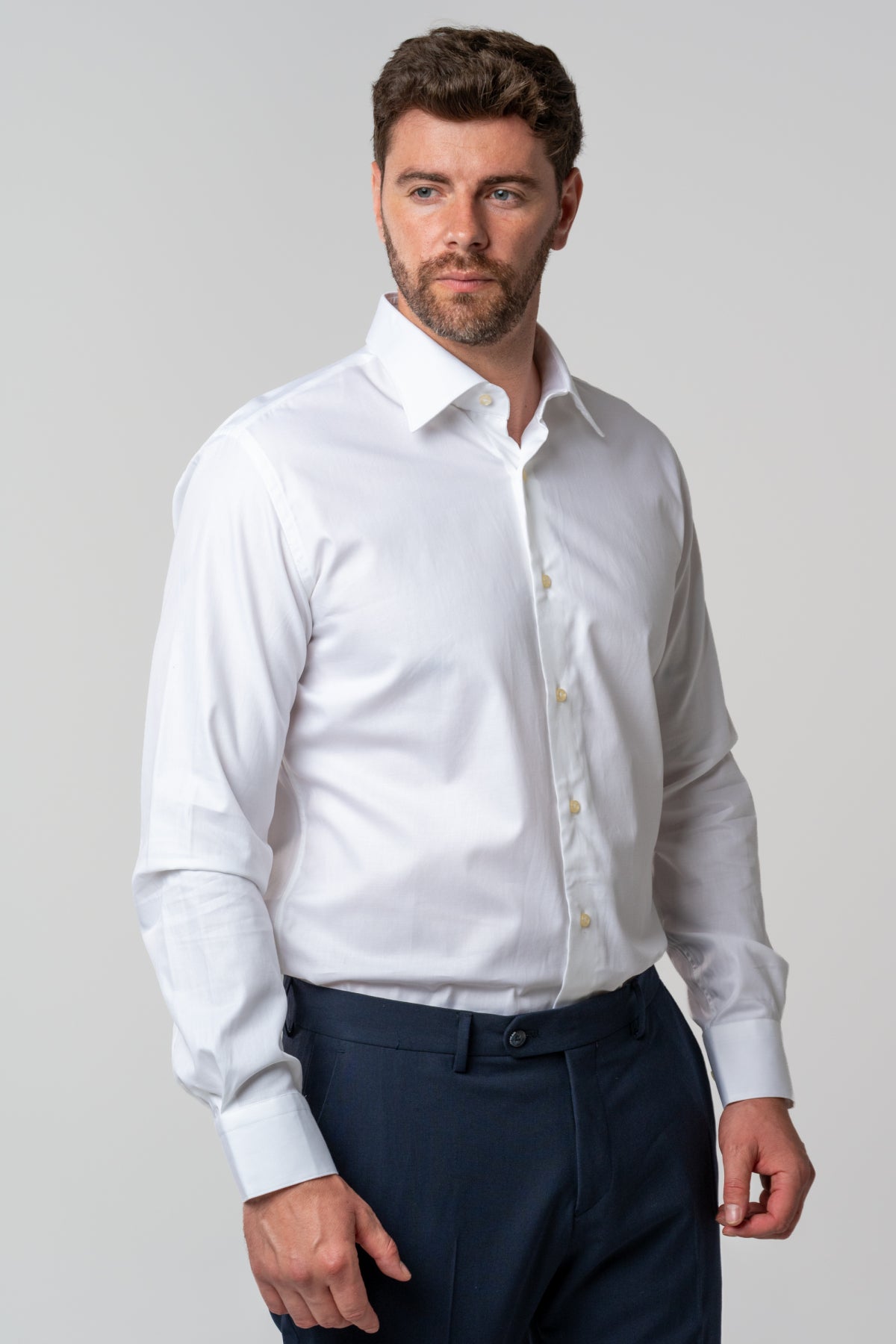 CAMASA SLIM FIT D'S DAMAT  - Alb