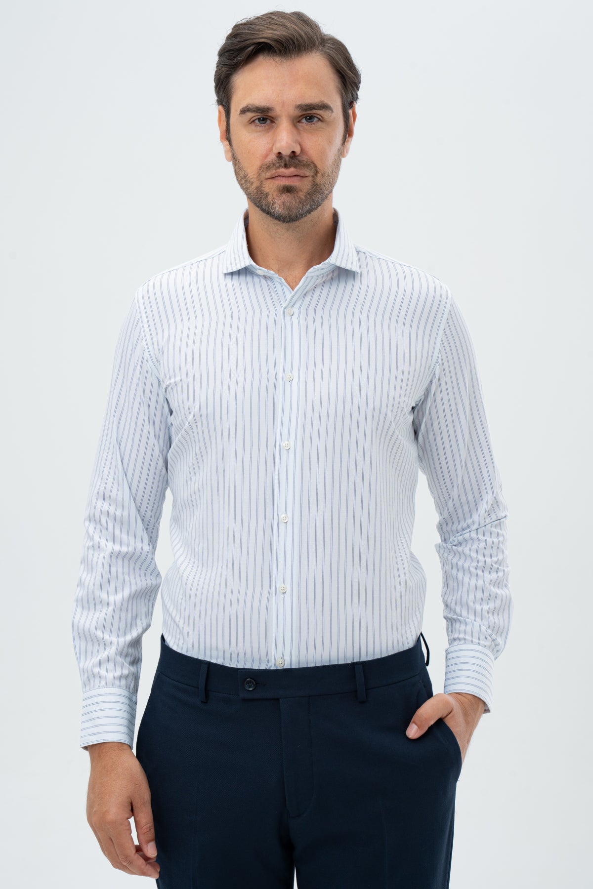 CAMASA SLIM FIT D'S DAMAT  - Alb