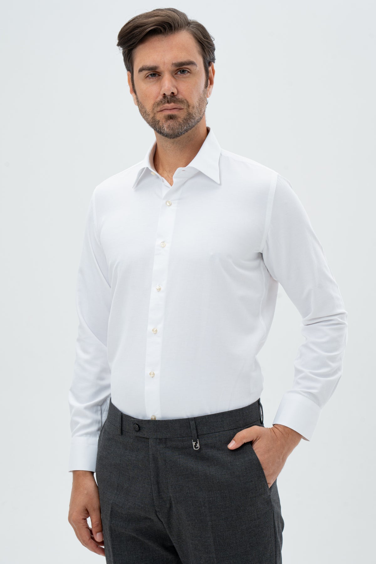 CAMASA SLIM FIT D'S DAMAT  - Alb