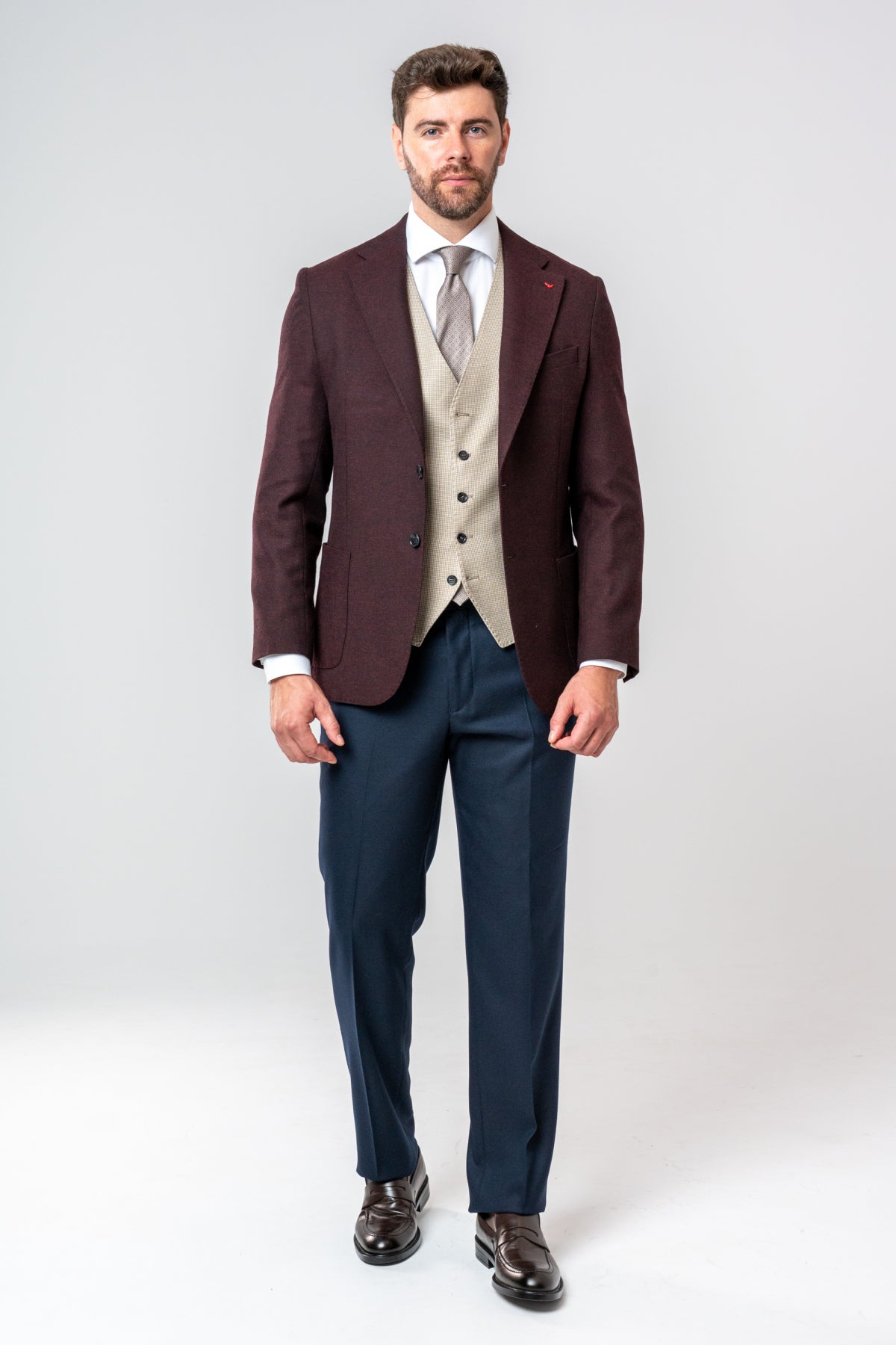 COSTUM CU VESTA SLIM FIT D'S DAMAT  - Bordo
