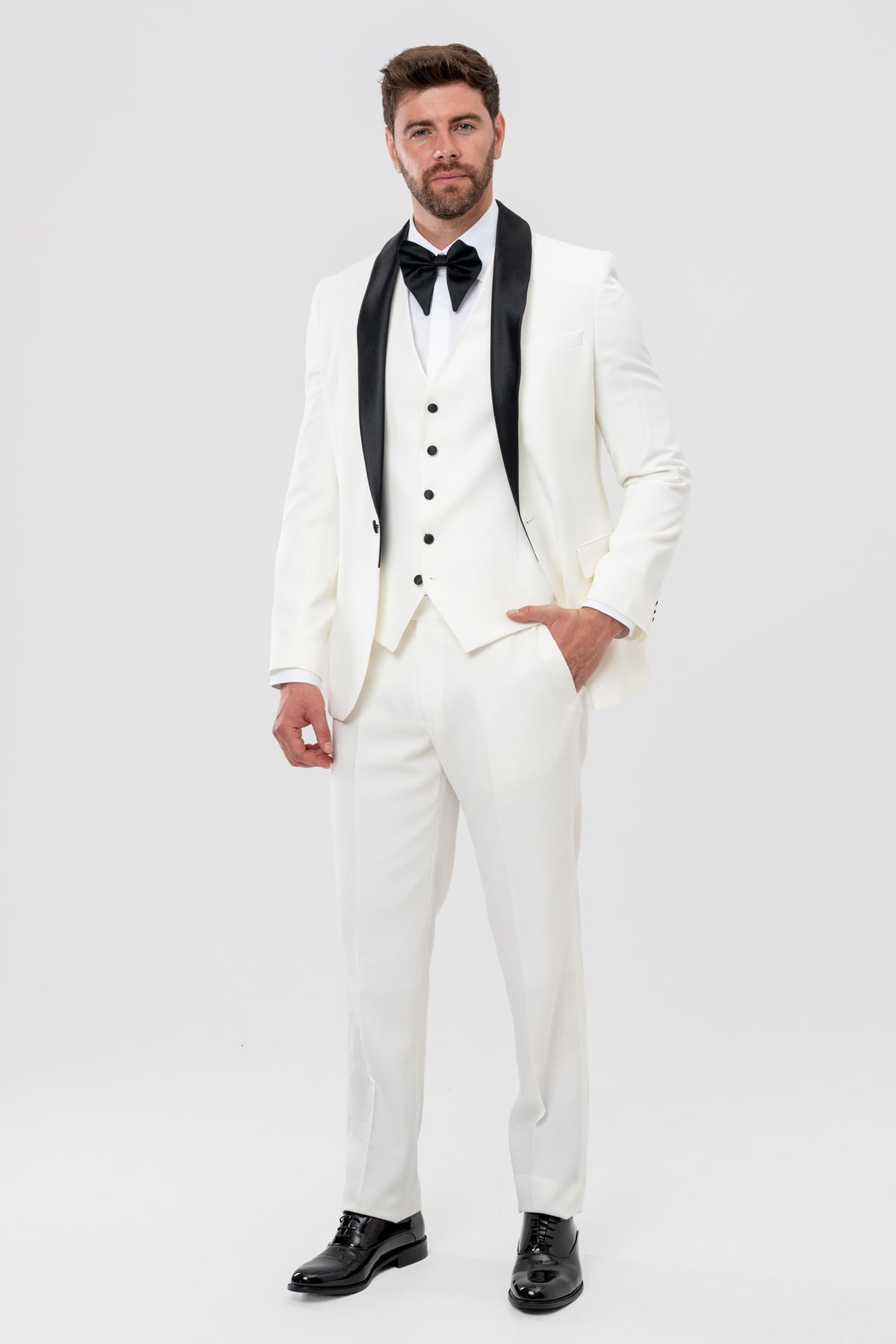 COSTUM CU VESTA SLIM FIT D'S DAMAT  - Ecru