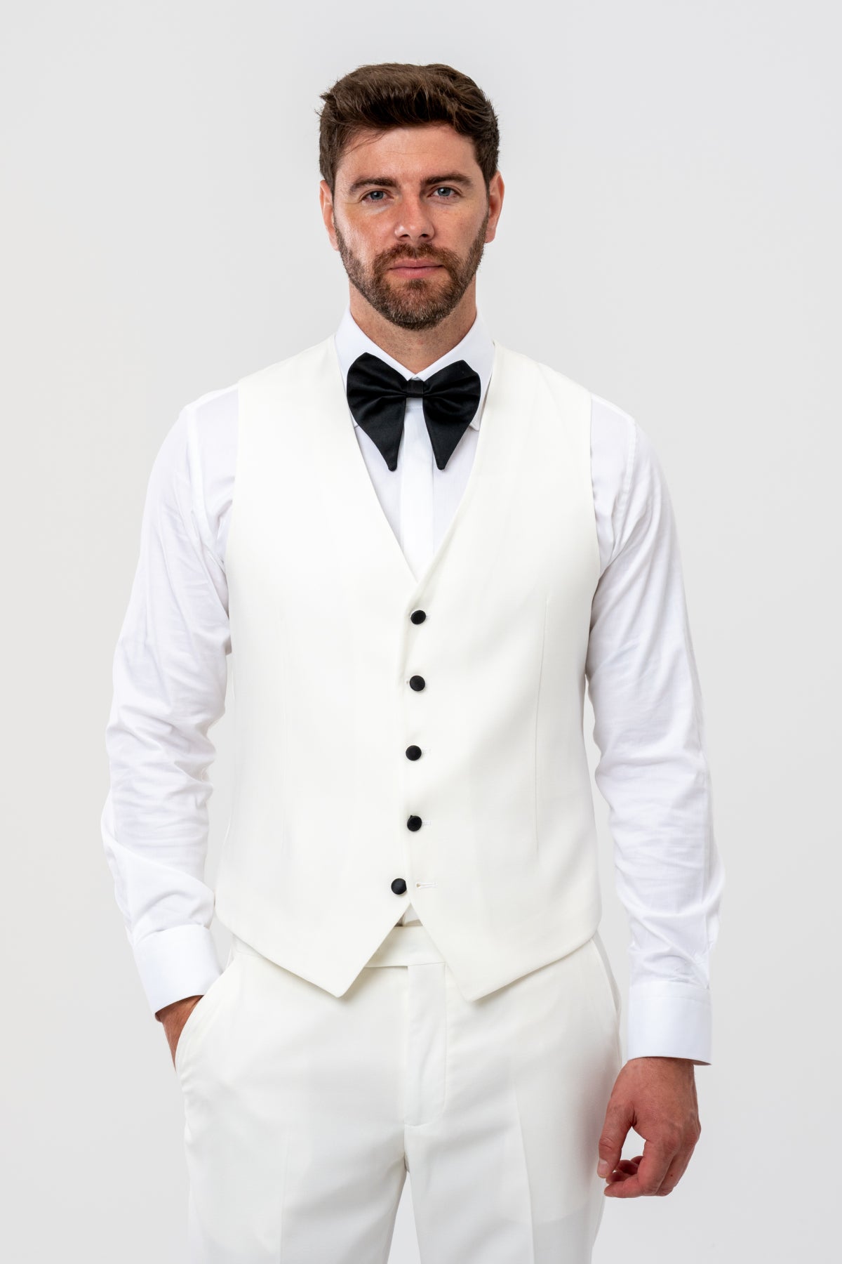COSTUM CU VESTA SLIM FIT D'S DAMAT  - Ecru