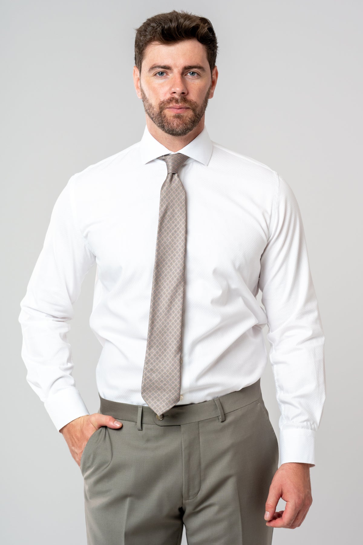 CAMASA SLIM FIT D'S DAMAT  - Alb