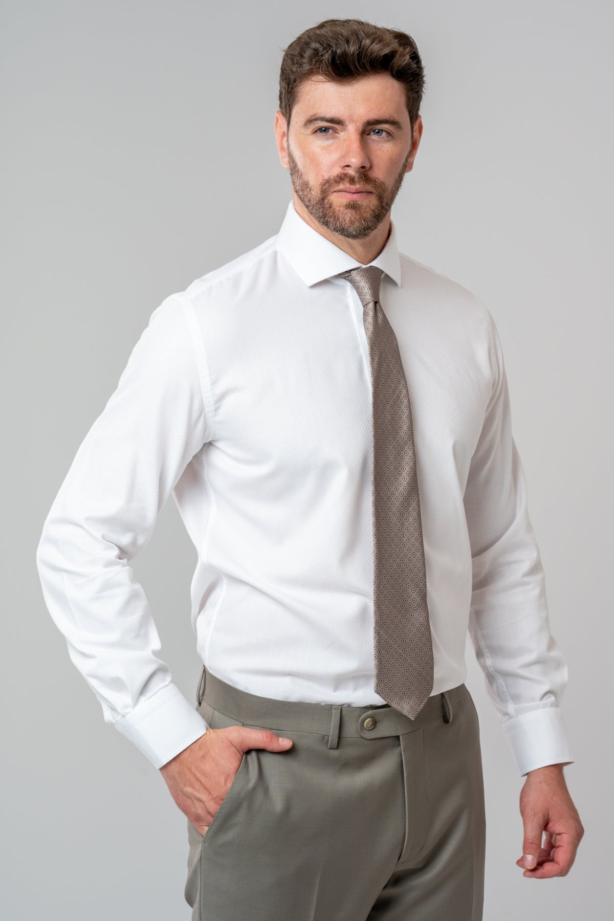 CAMASA SLIM FIT D'S DAMAT  - Alb