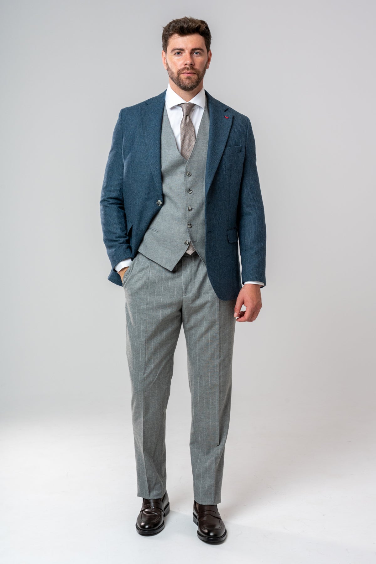 COSTUM CU VESTA SLIM FIT D'S DAMAT  - Turcoaz
