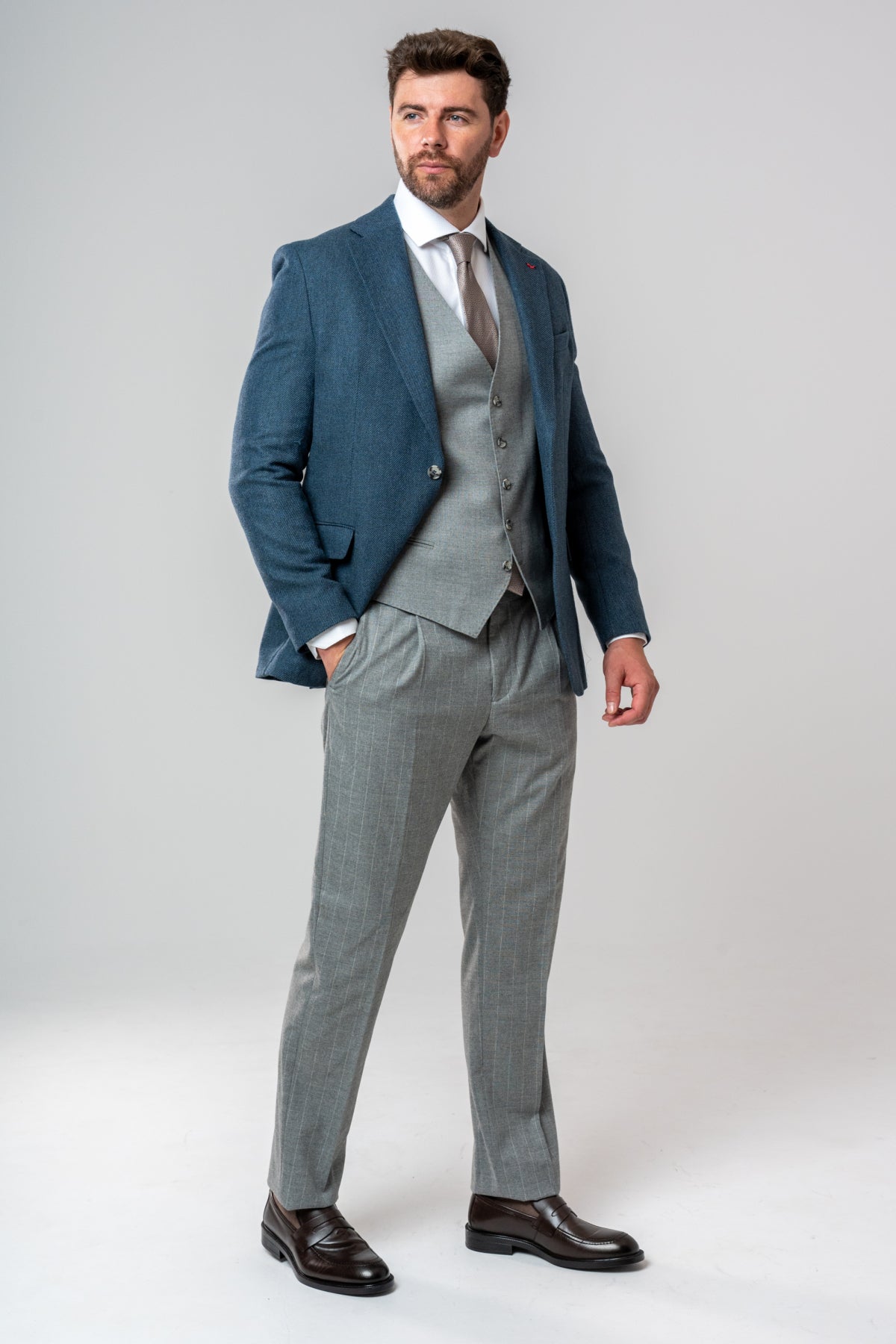 COSTUM CU VESTA SLIM FIT D'S DAMAT  - Turcoaz