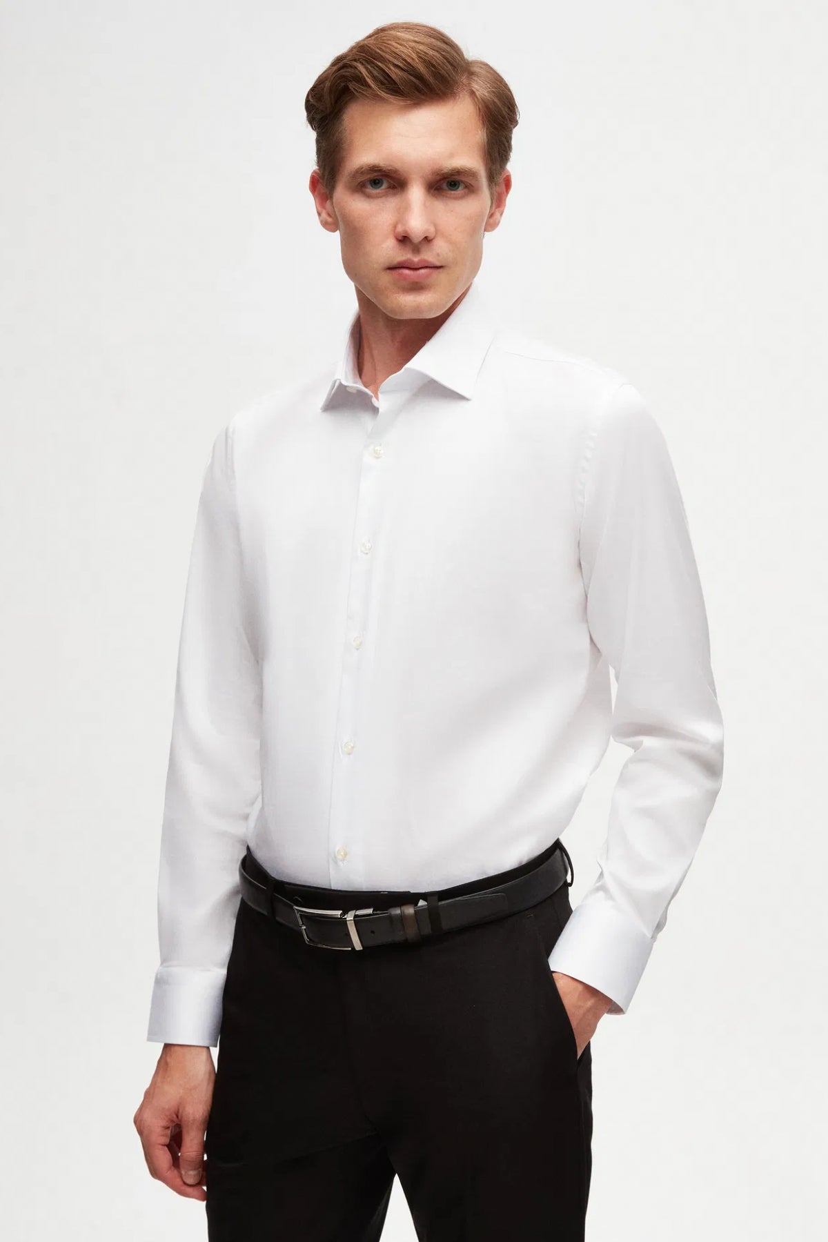 CAMASA D'S DAMAT SLIM FIT  - Alb