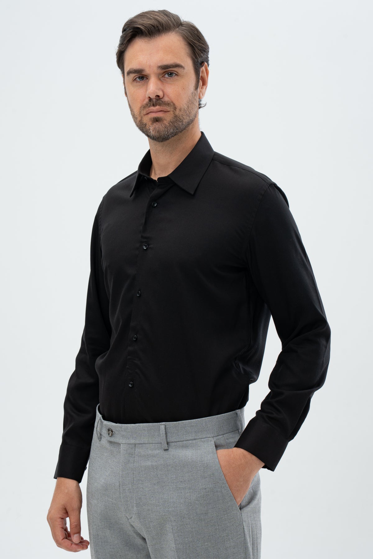 CAMASA SLIM FIT D'S DAMAT  - Negru