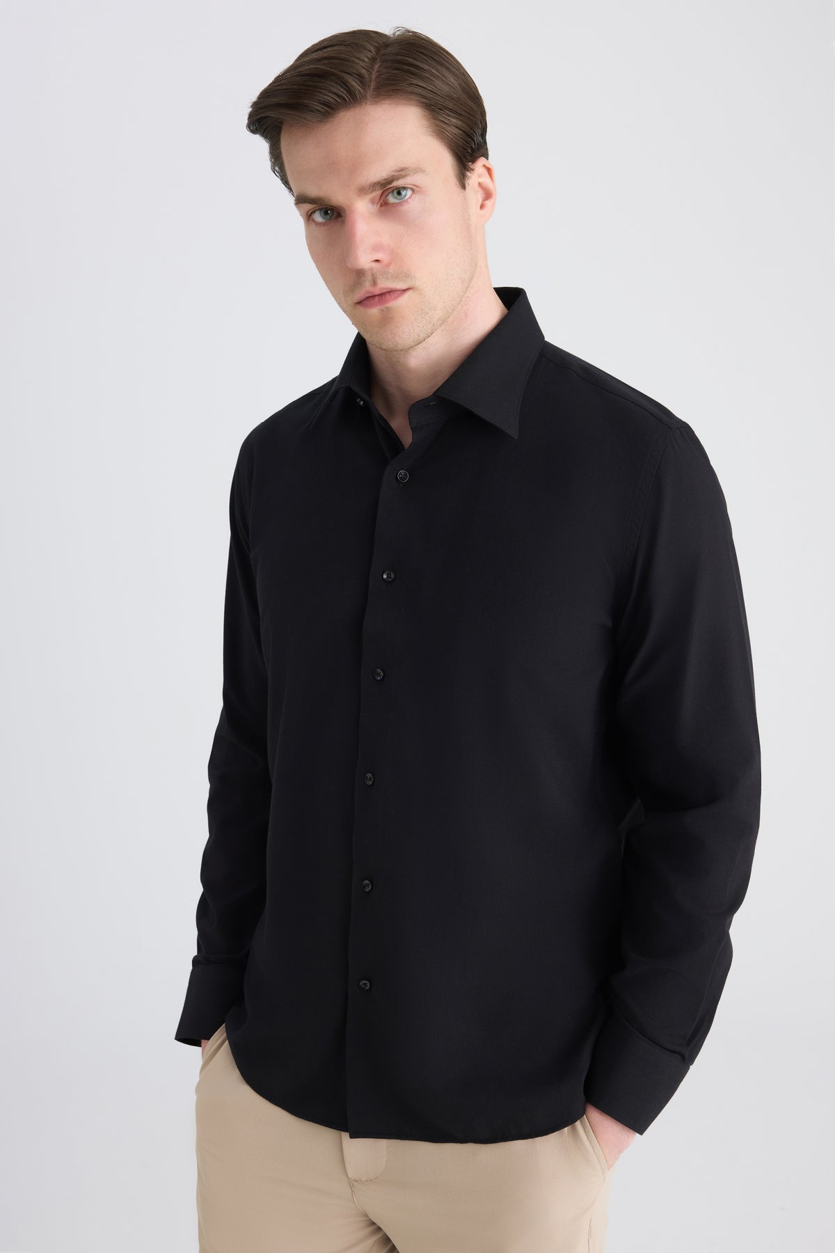 CAMASA SLIM FIT D'S DAMAT  - Negru