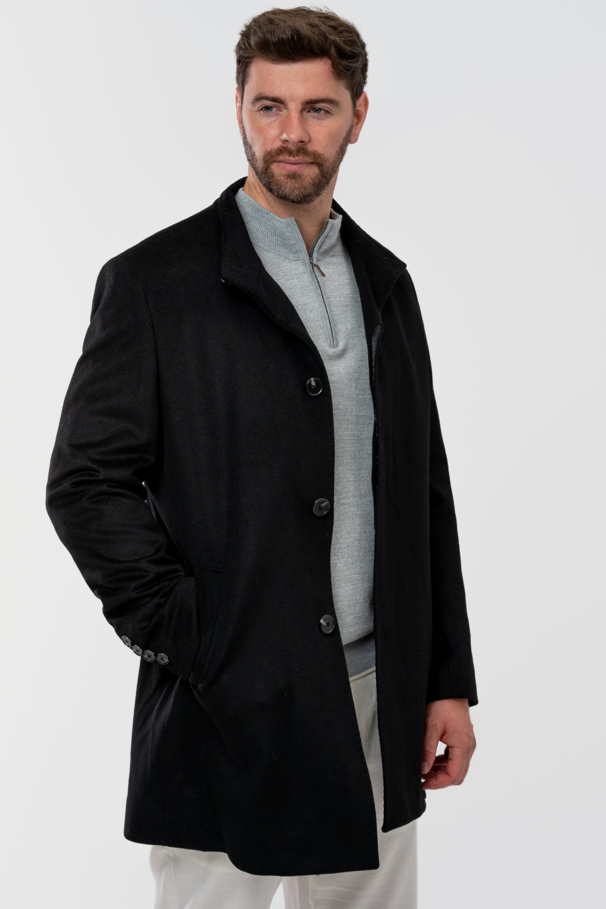 PALTON SLIM FIT D'S DAMAT  - Negru