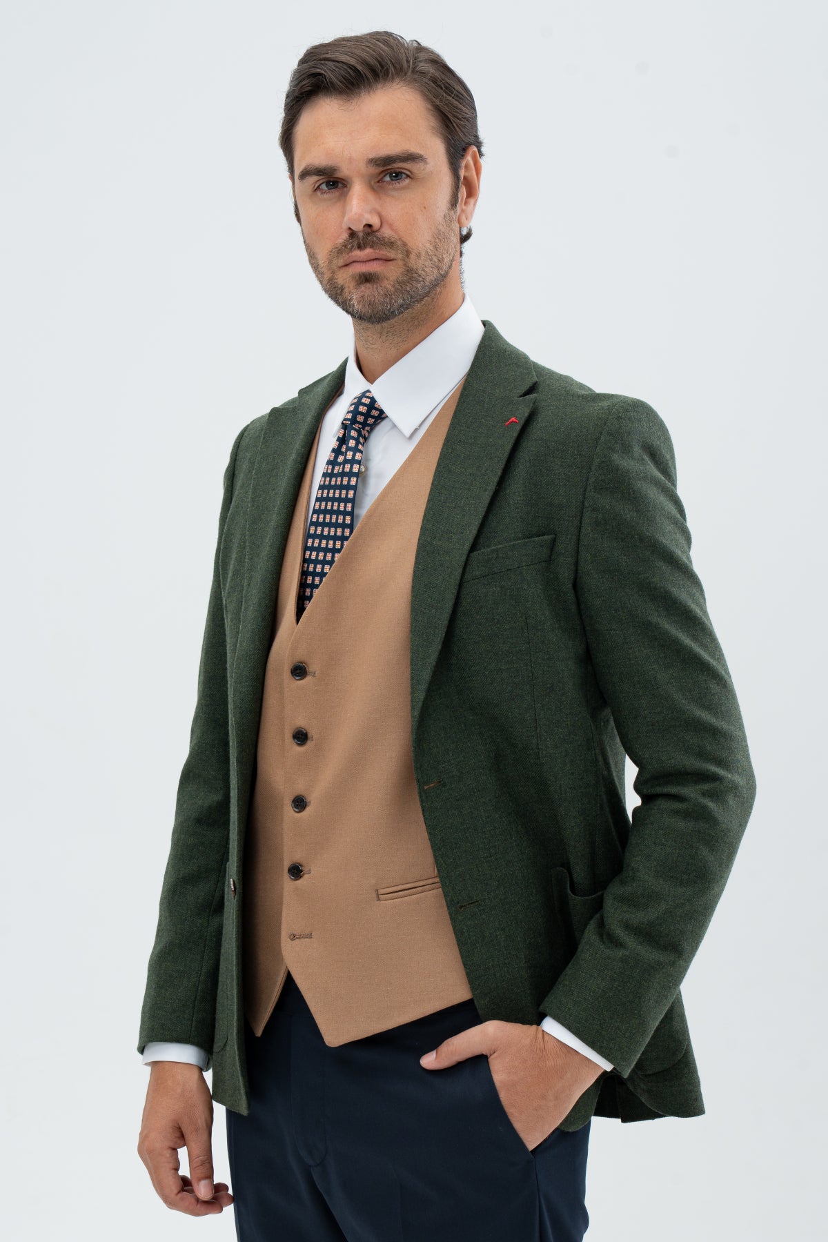 COSTUM CU VESTA SLIM FIT D'S DAMAT  - Verde