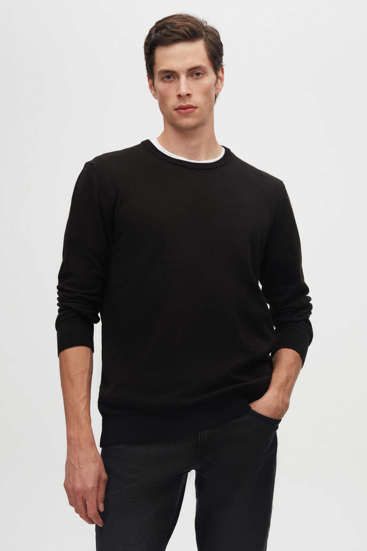 PULOVER REGULAR FIT D'S DAMAT  - Negru