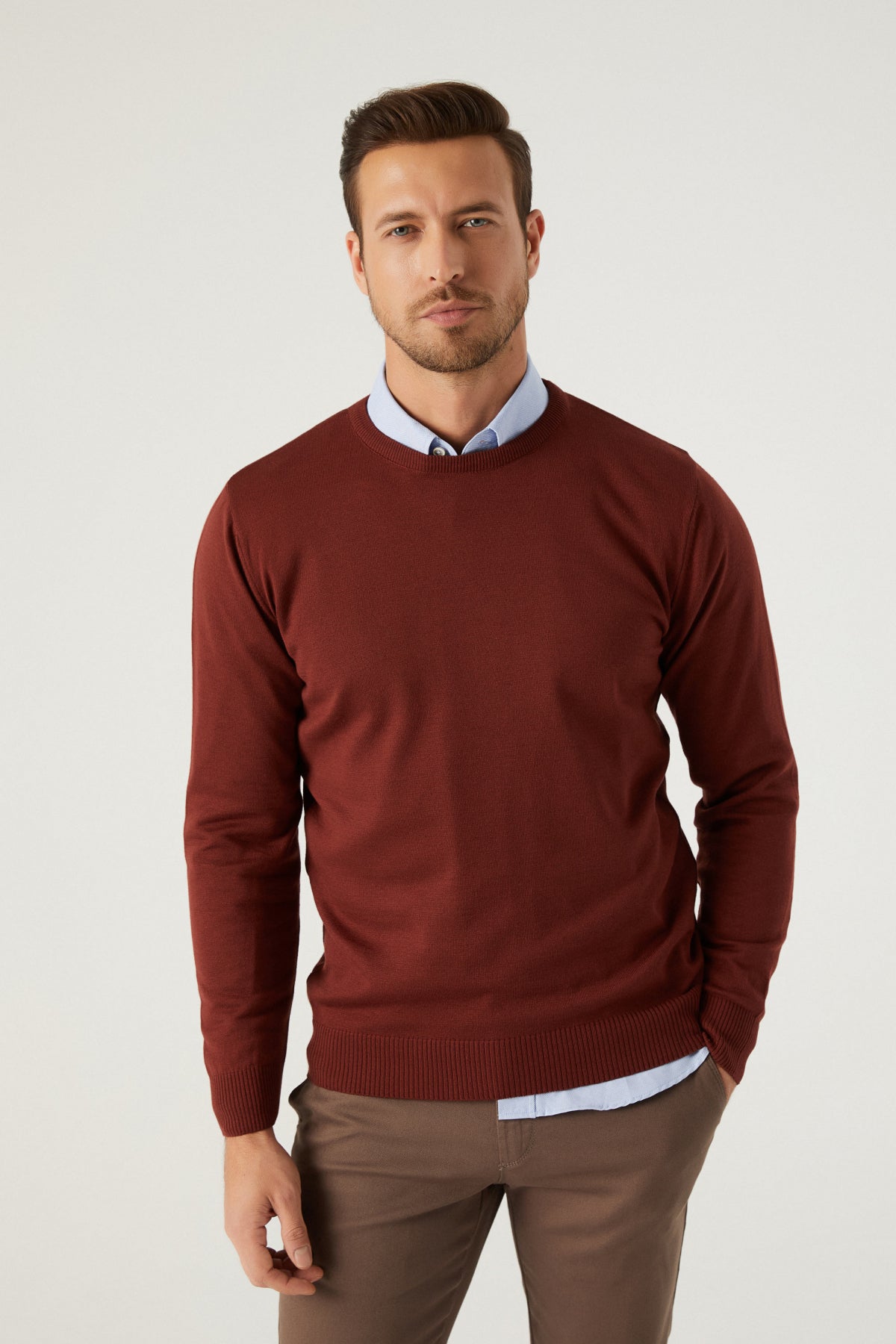 PULOVER REGULAR FIT D'S DAMAT  - Cărămiziu