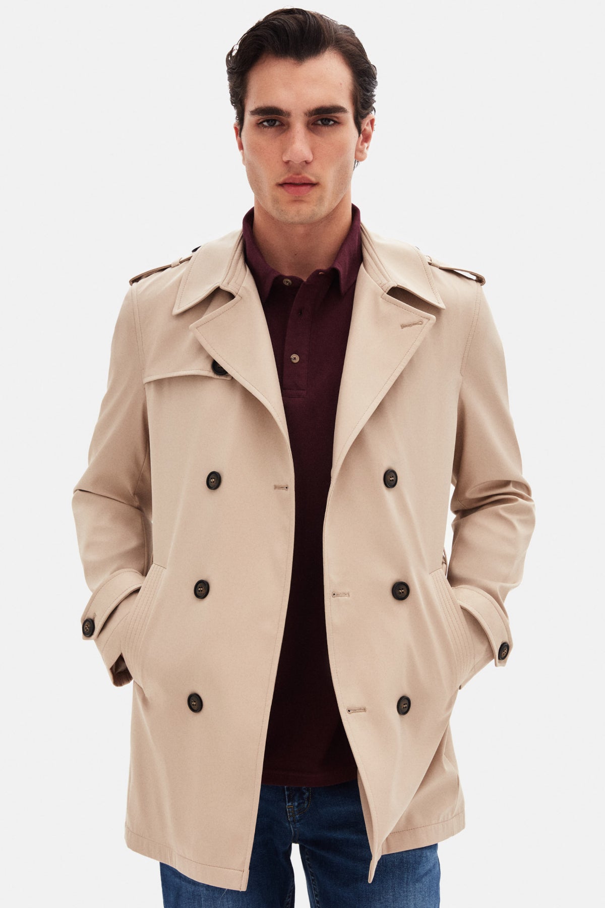TRENCI REGULAR FIT D'S DAMAT  - Bej Închis