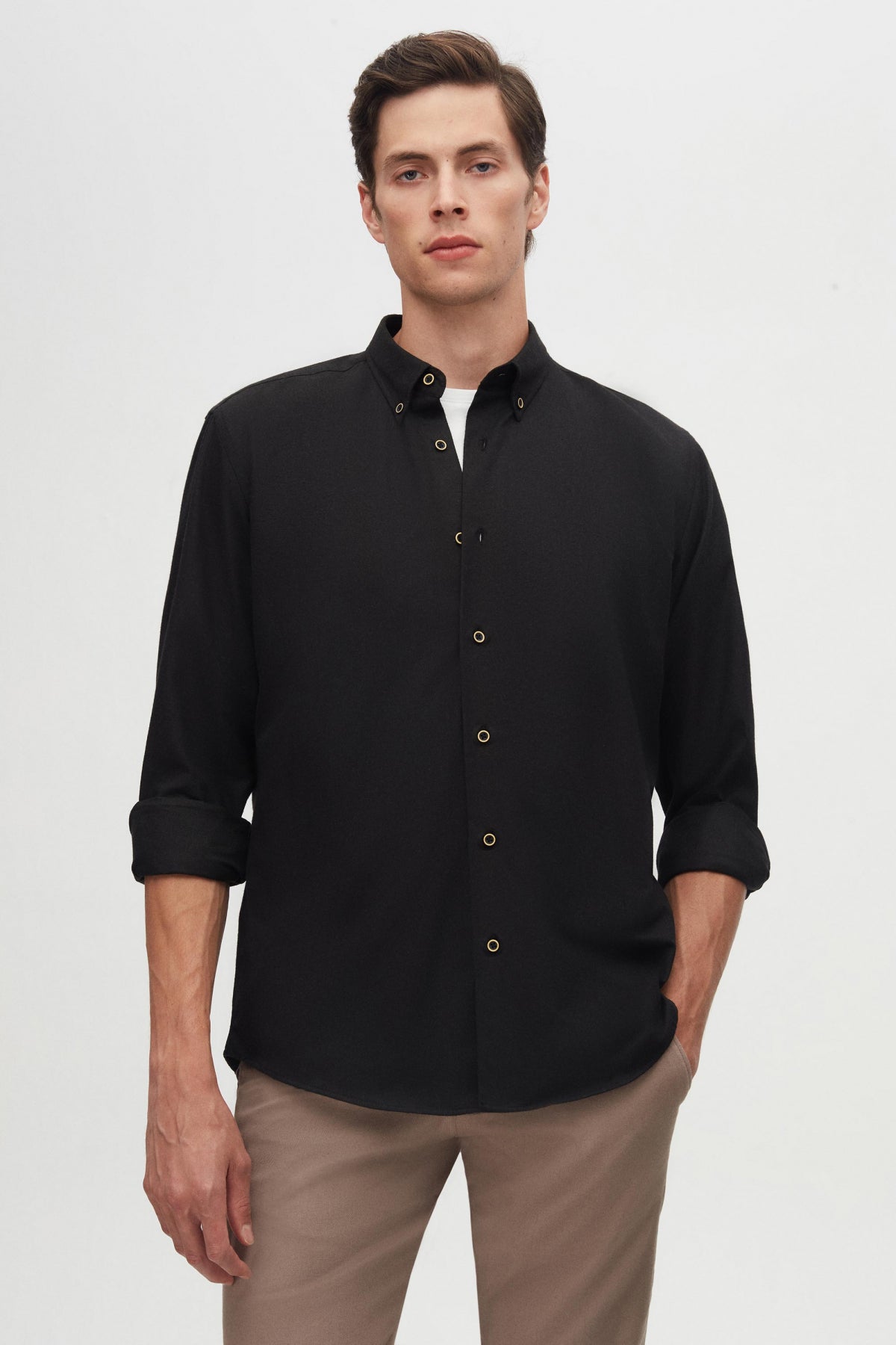 CAMASA REGULAR FIT D'S DAMAT  - Negru