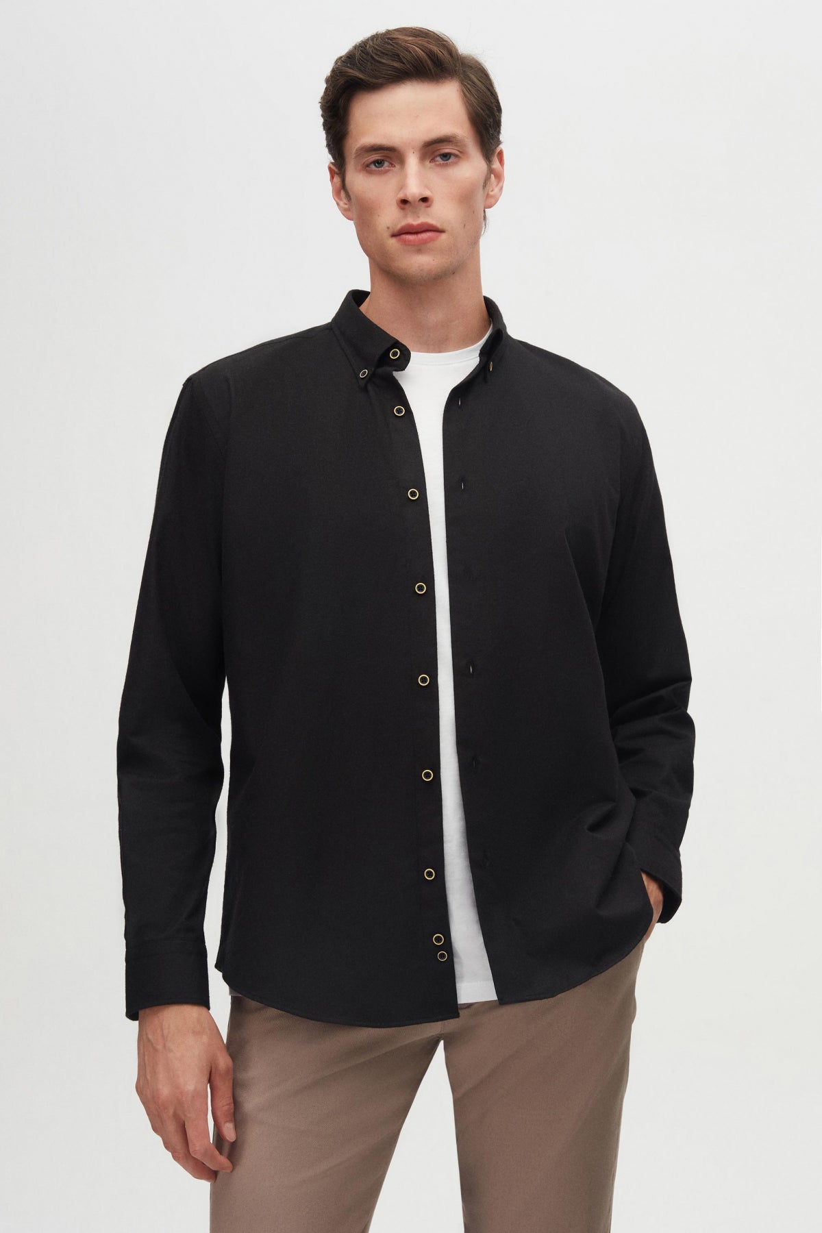 CAMASA REGULAR FIT D'S DAMAT  - Negru