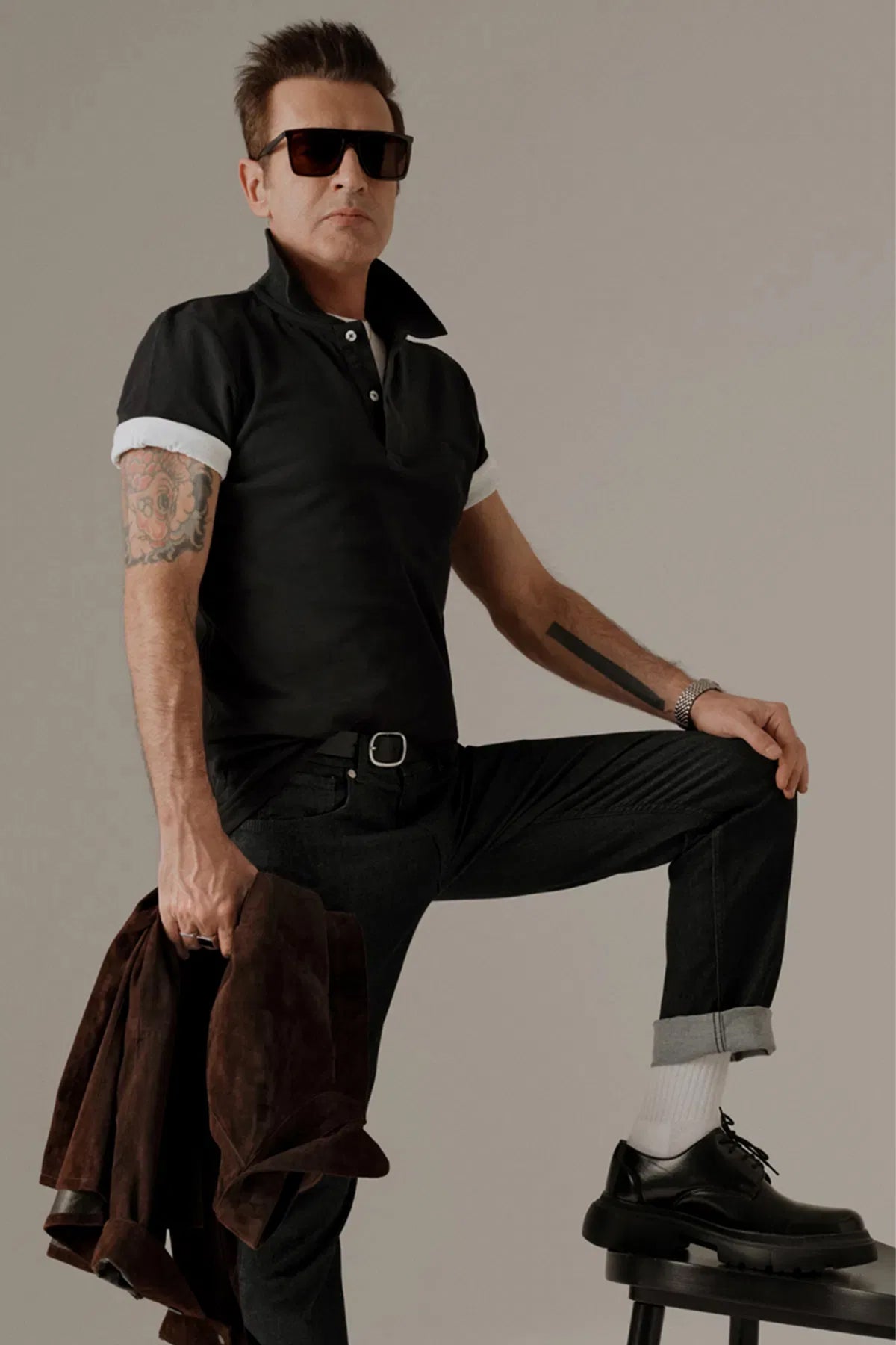 TRICOU REGULAR FIT D'S DAMAT  - Negru