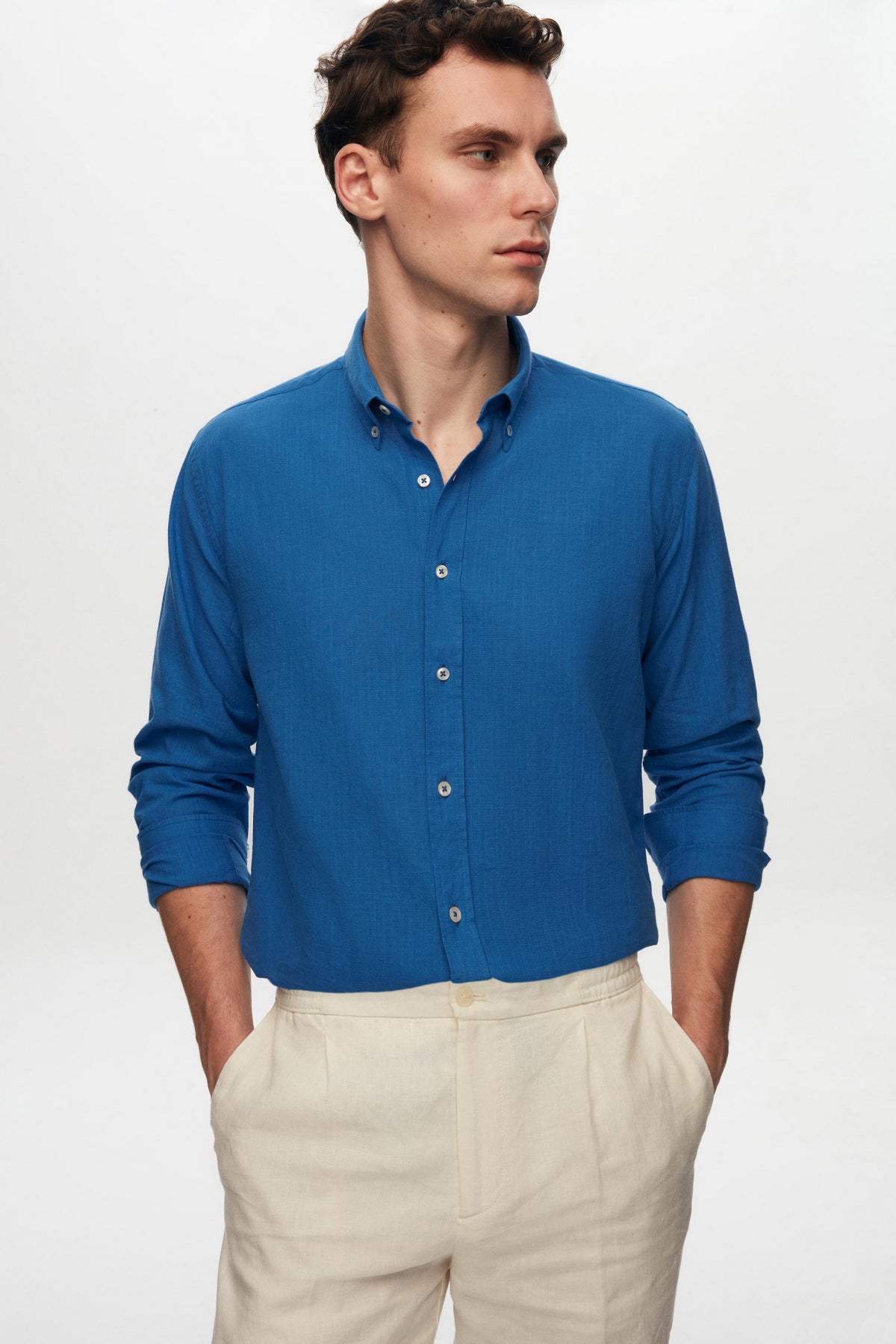CAMASA D'S DAMAT SLIM FIT  - Albastru